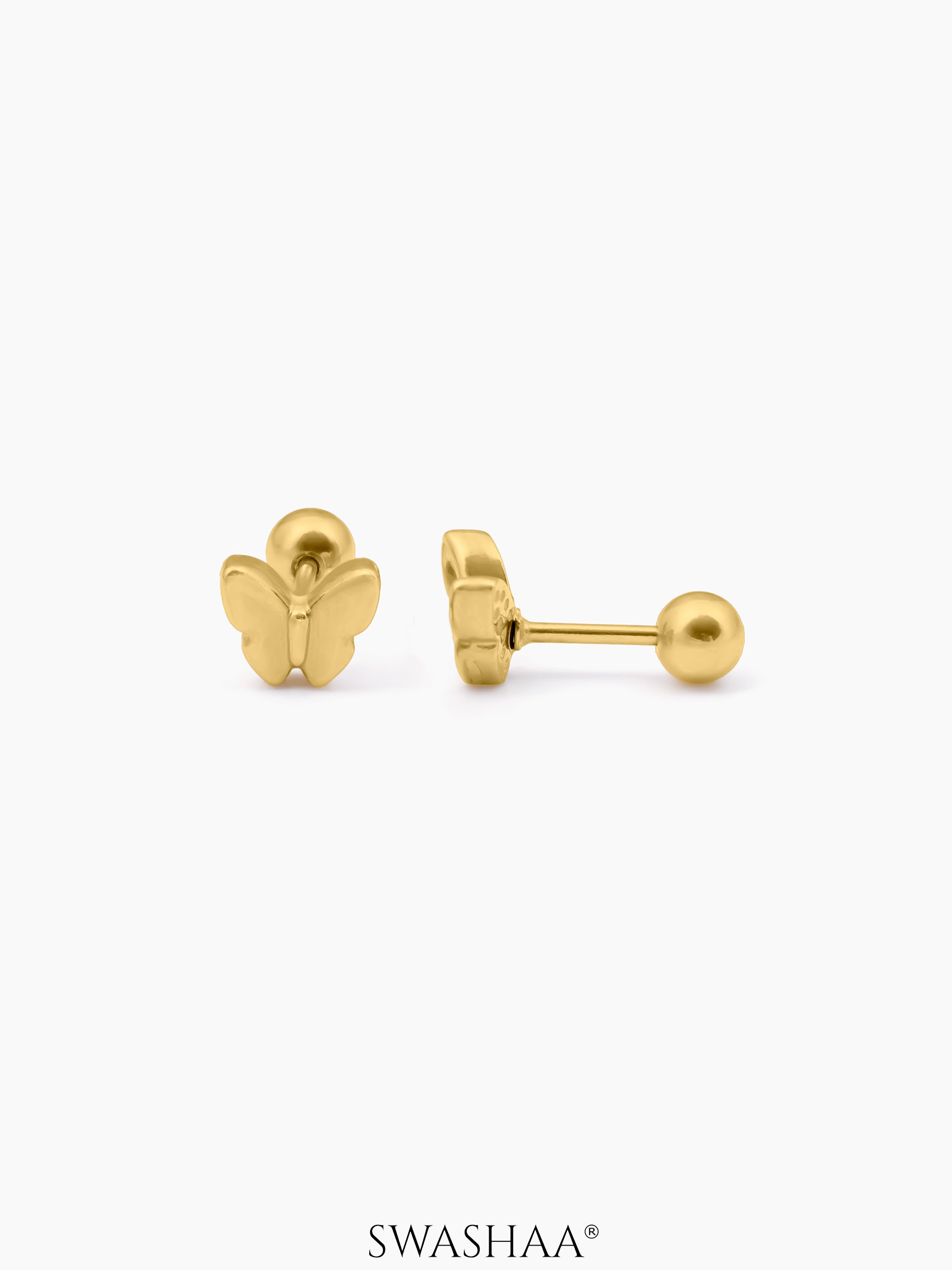 Bill Butterfly 18K Gold Plated Kid's Earrings – Swashaa