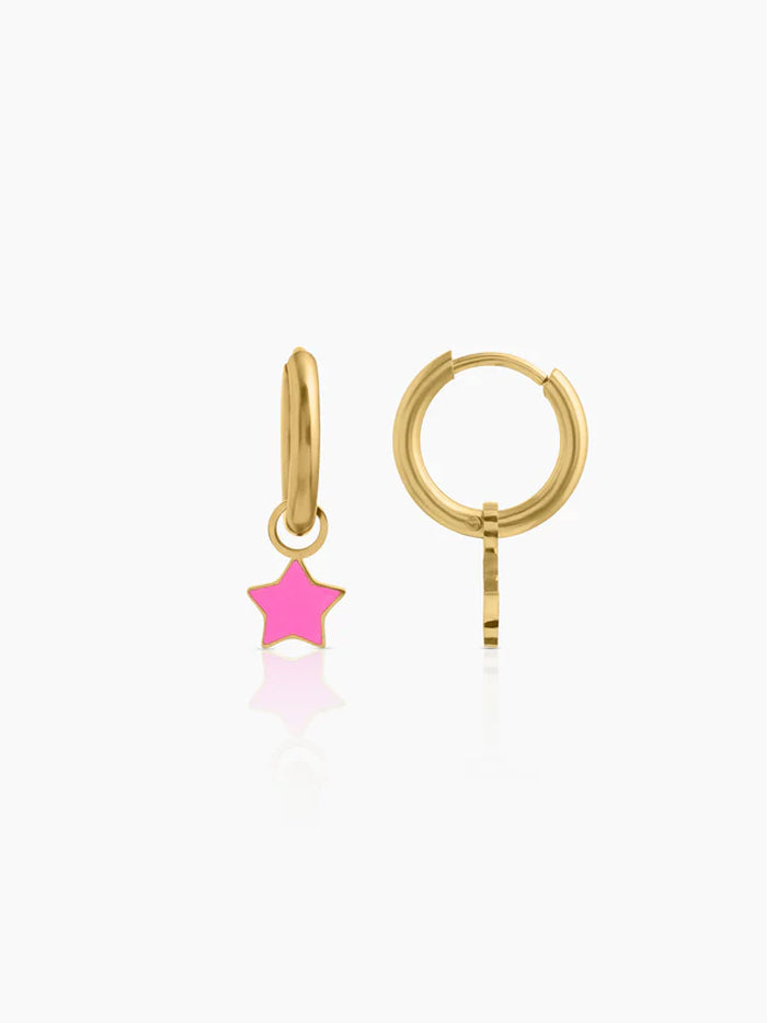 Binki Star Charm 18K Gold Plated Kid's Hoop Earrings