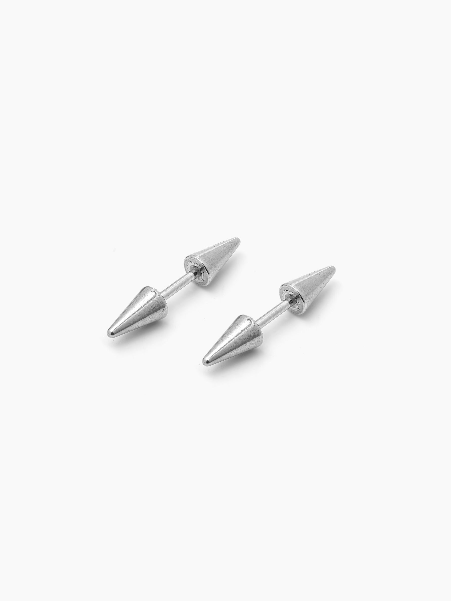 Blaze Dual Spike Silver Men's Stud Earrings