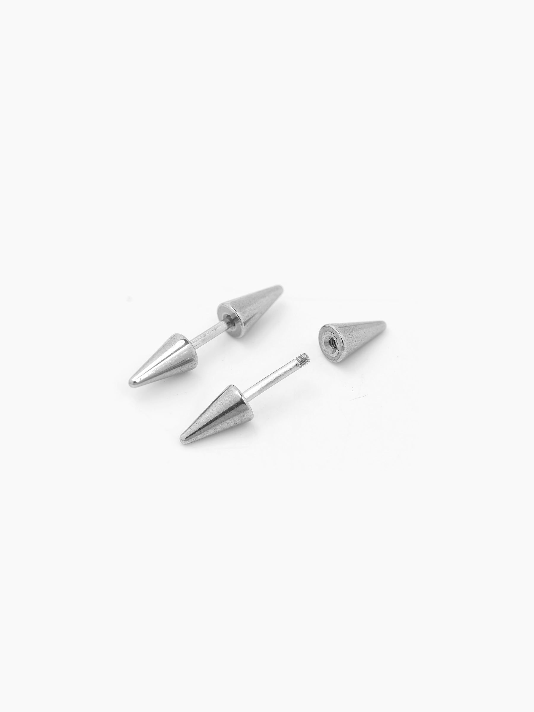 Blaze Dual Spike Silver Men's Stud Earrings