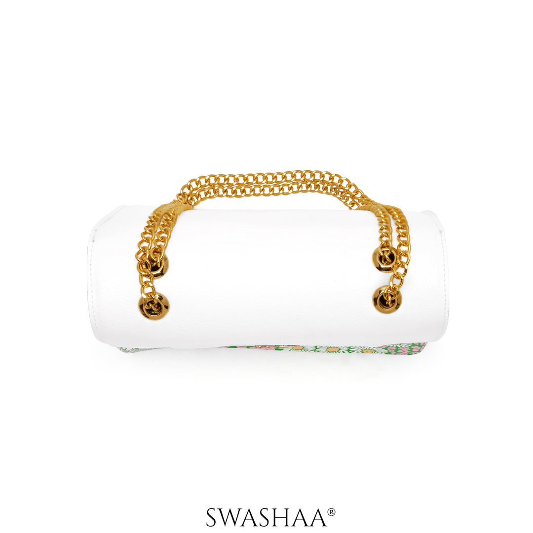 Blooming Bliss Green Leather Sling Bag