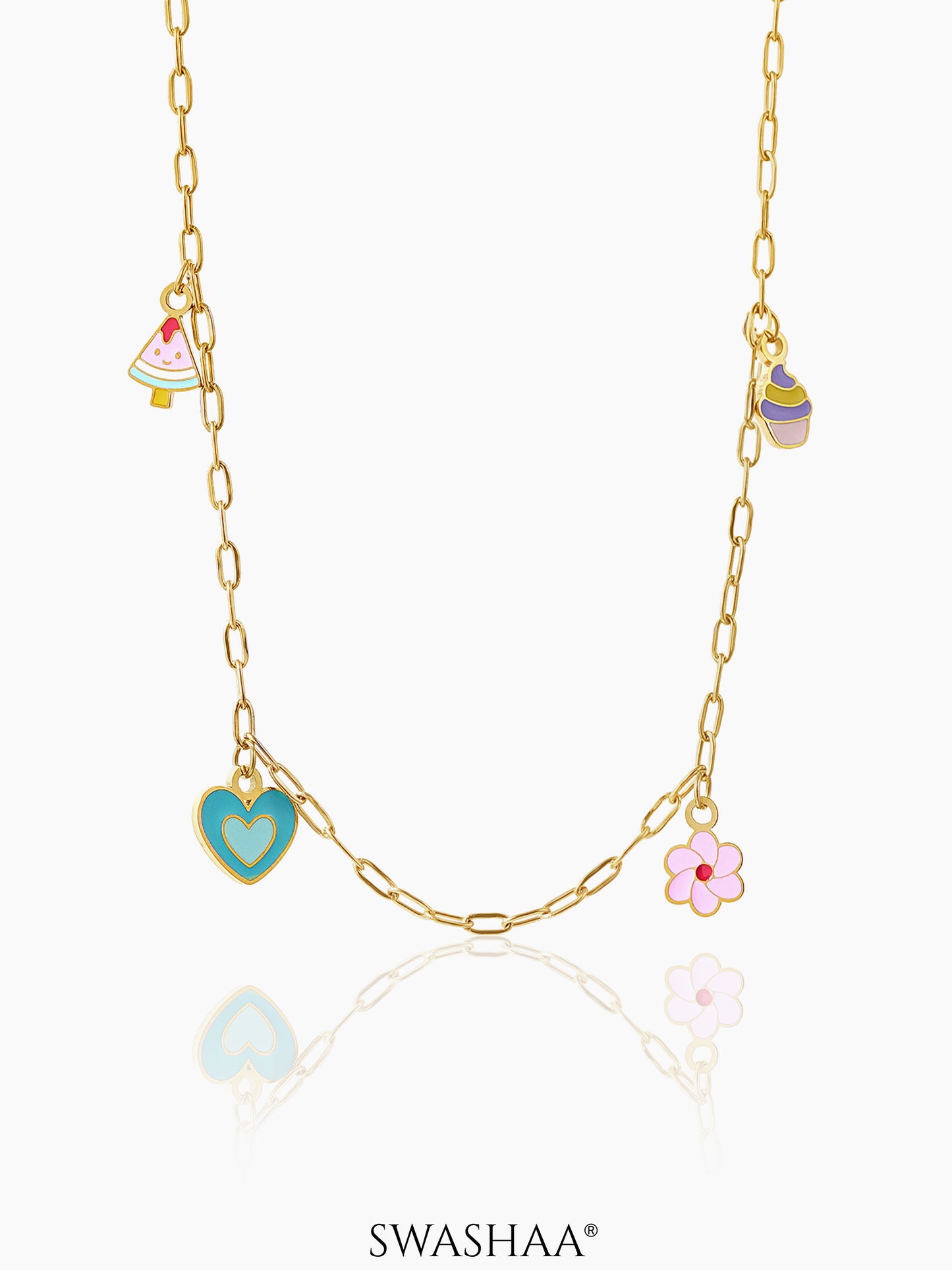 Blossom Love Charms 18K Gold Plated Kid's Necklace