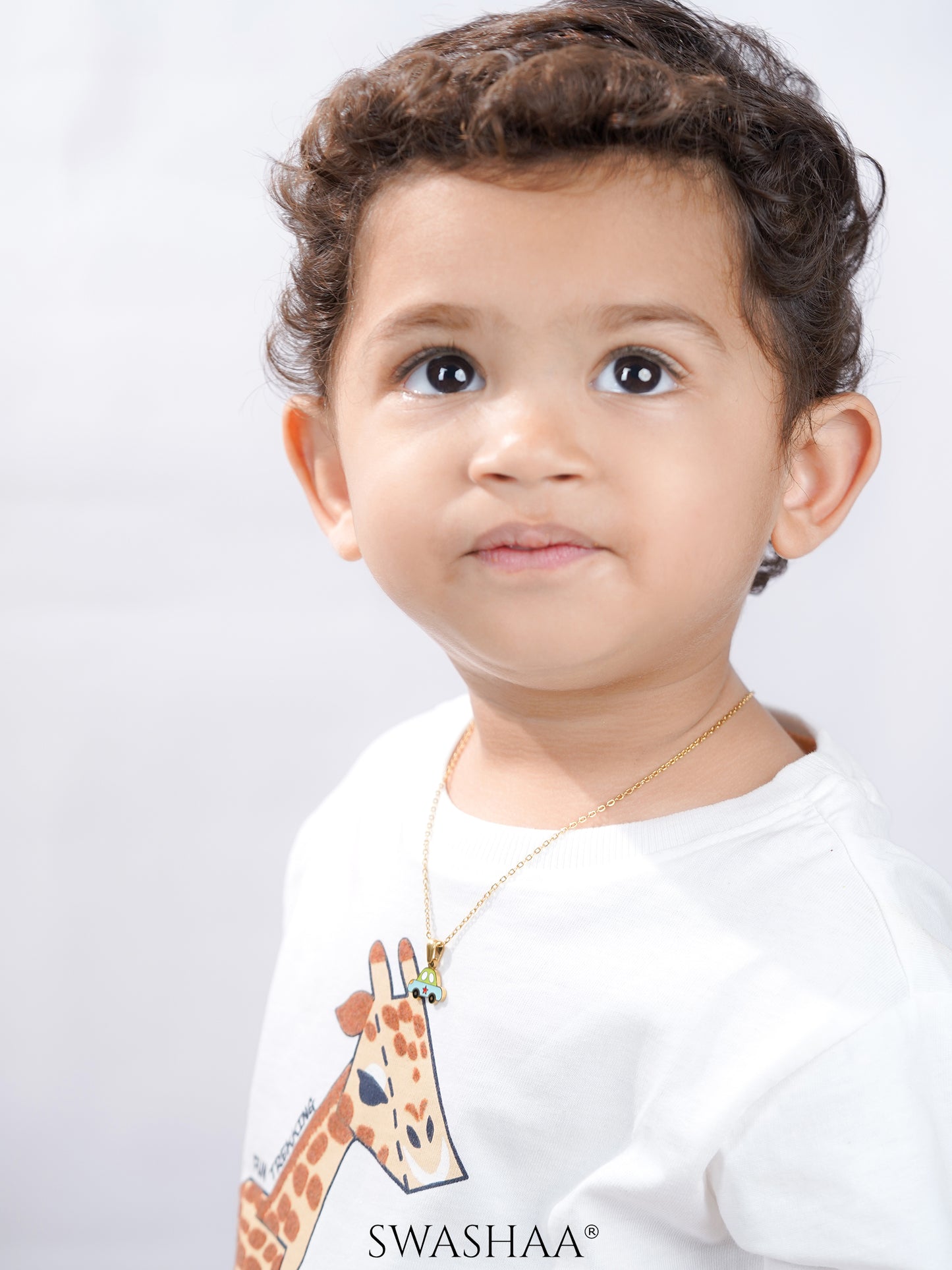 Blue Car 18K Gold Plated Kid's Pendant Necklace