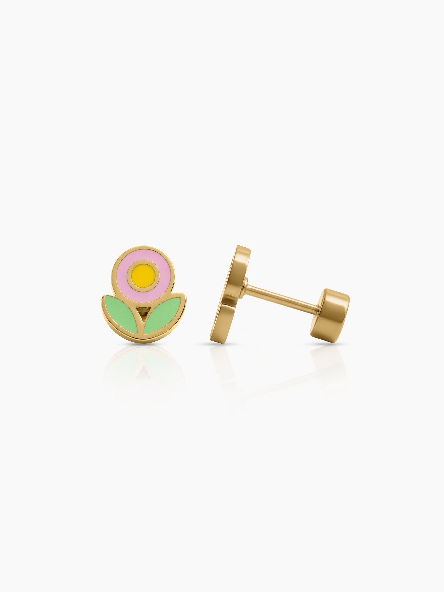 Bobo Petal Charm 18K Gold Plated Kid's Stud Earrings