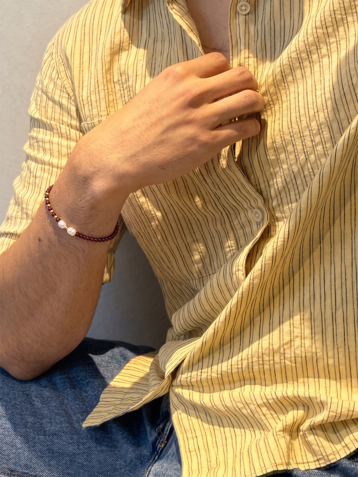 Bonnie Beaded 18K Gold Plated Men's Loose Beaded Bracelet