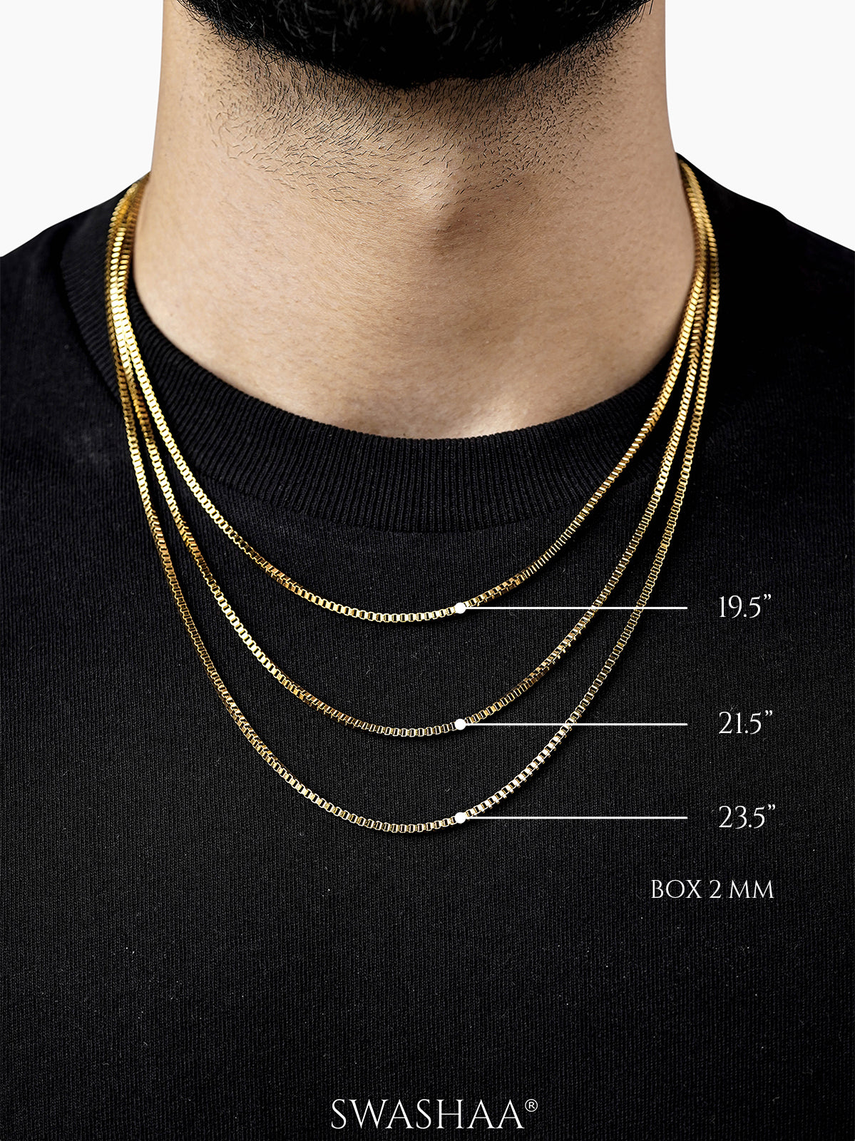 Box Geometric Links 18K Gold Plated 2 MM Men's Chain