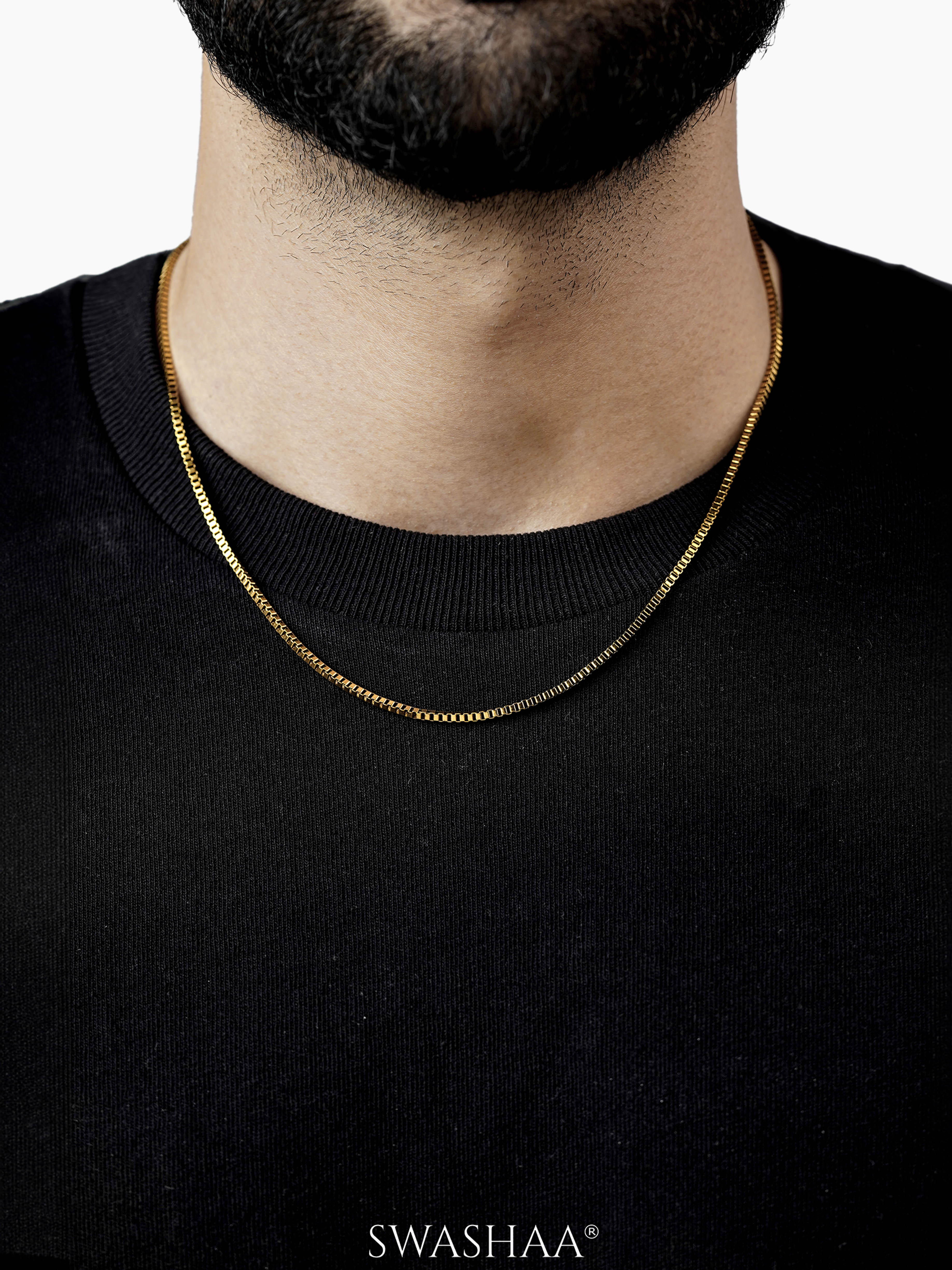 Box Geometric Links 18K Gold Plated 2 MM Men's Chain