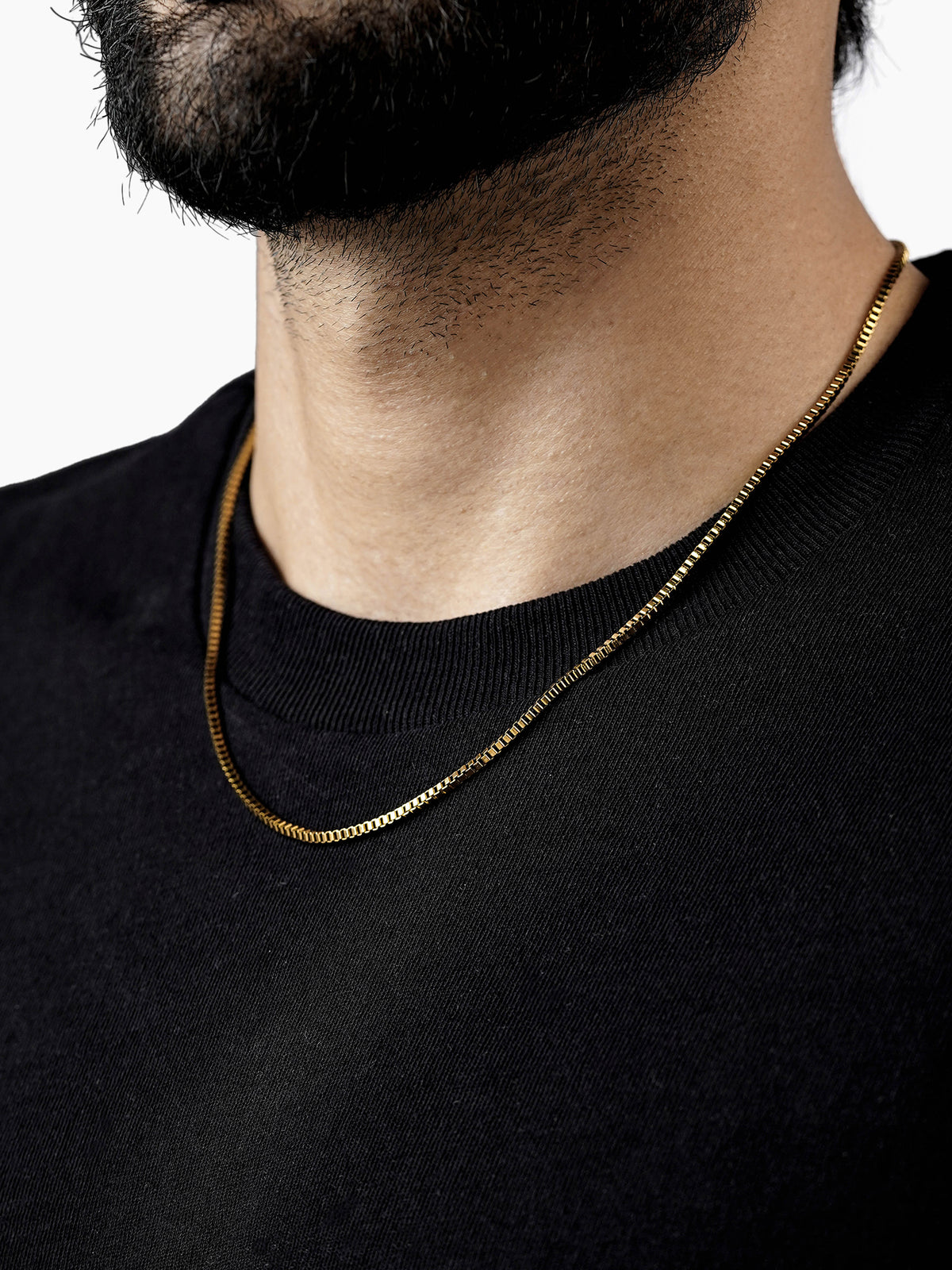 Round Box 18K Gold Plated 2 MM Men's Chain