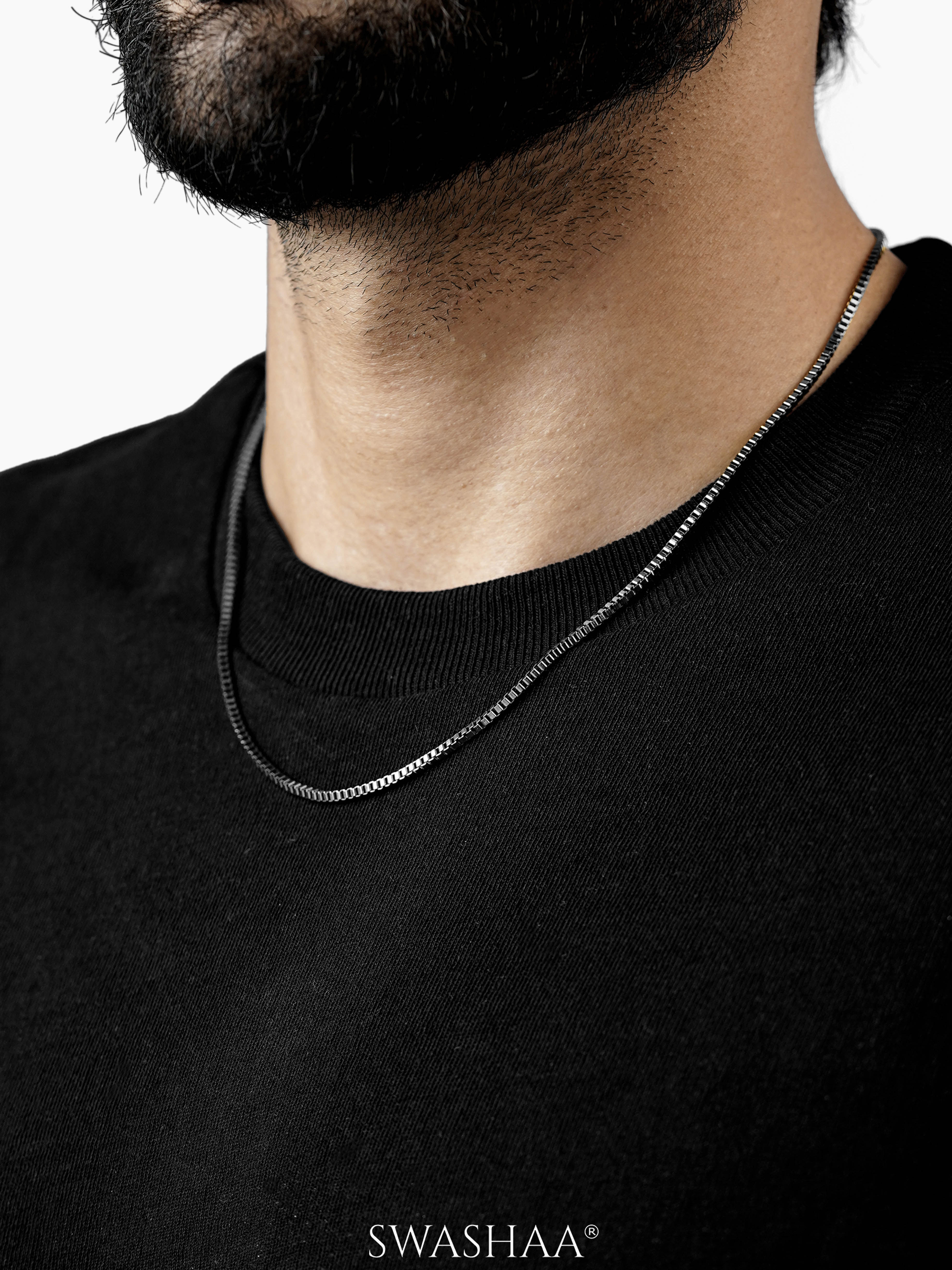 Box Geometric Links Silver 2 MM Men's Chain