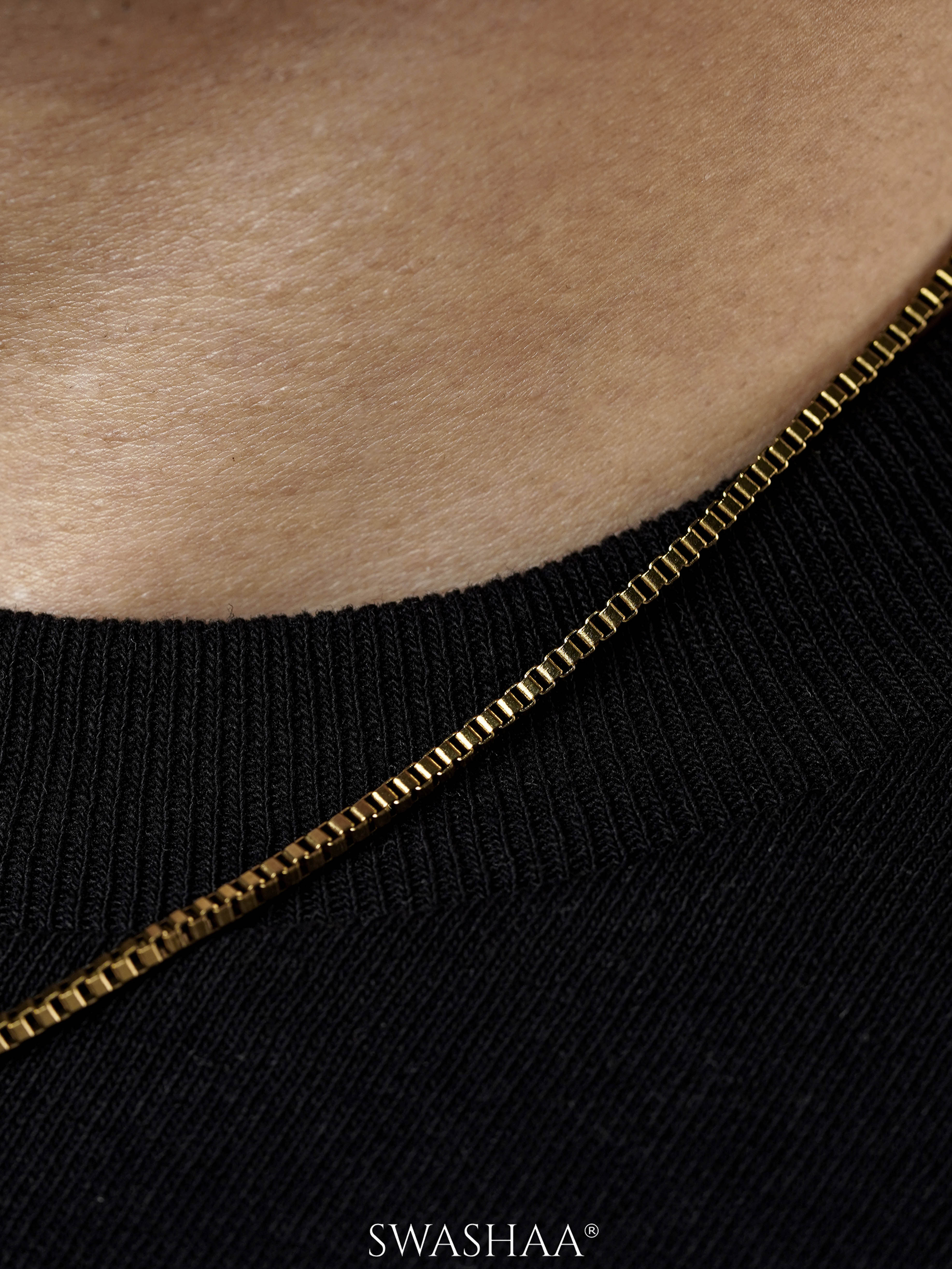 Box Geometric Links 18K Gold Plated 2 MM Men's Chain