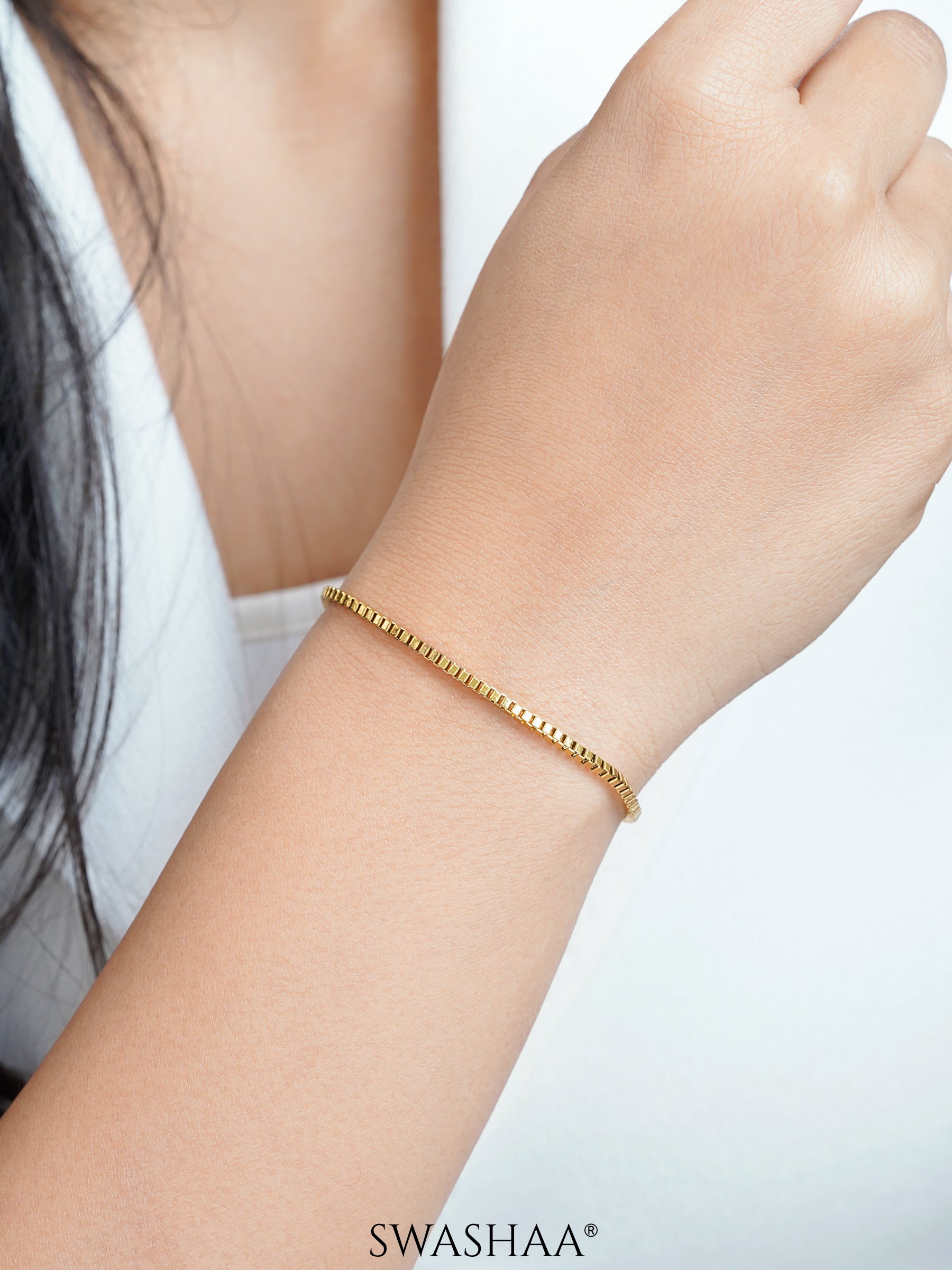 Box Chain 2 MM 18K Gold Women's Bracelet
