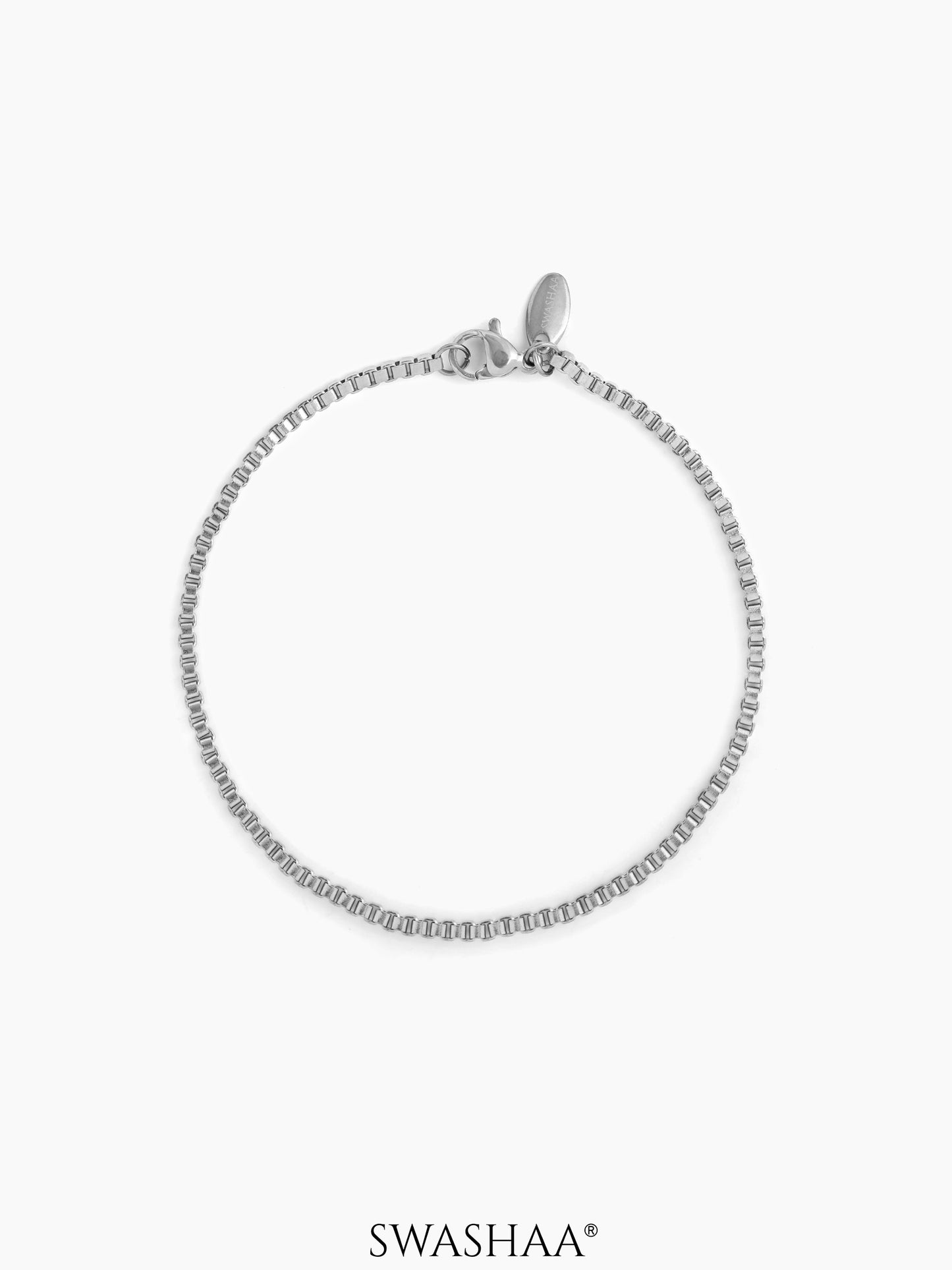 Box Chain Silver 2 MM Men's Bracelet
