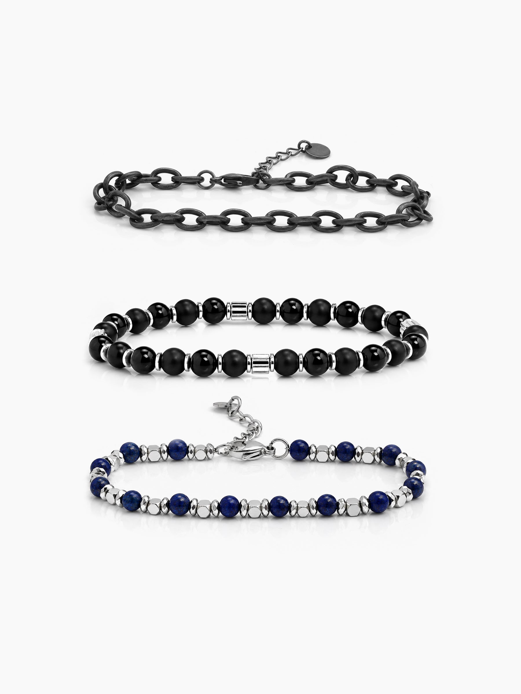 Brayden Black - Silver Men's Bracelet Set