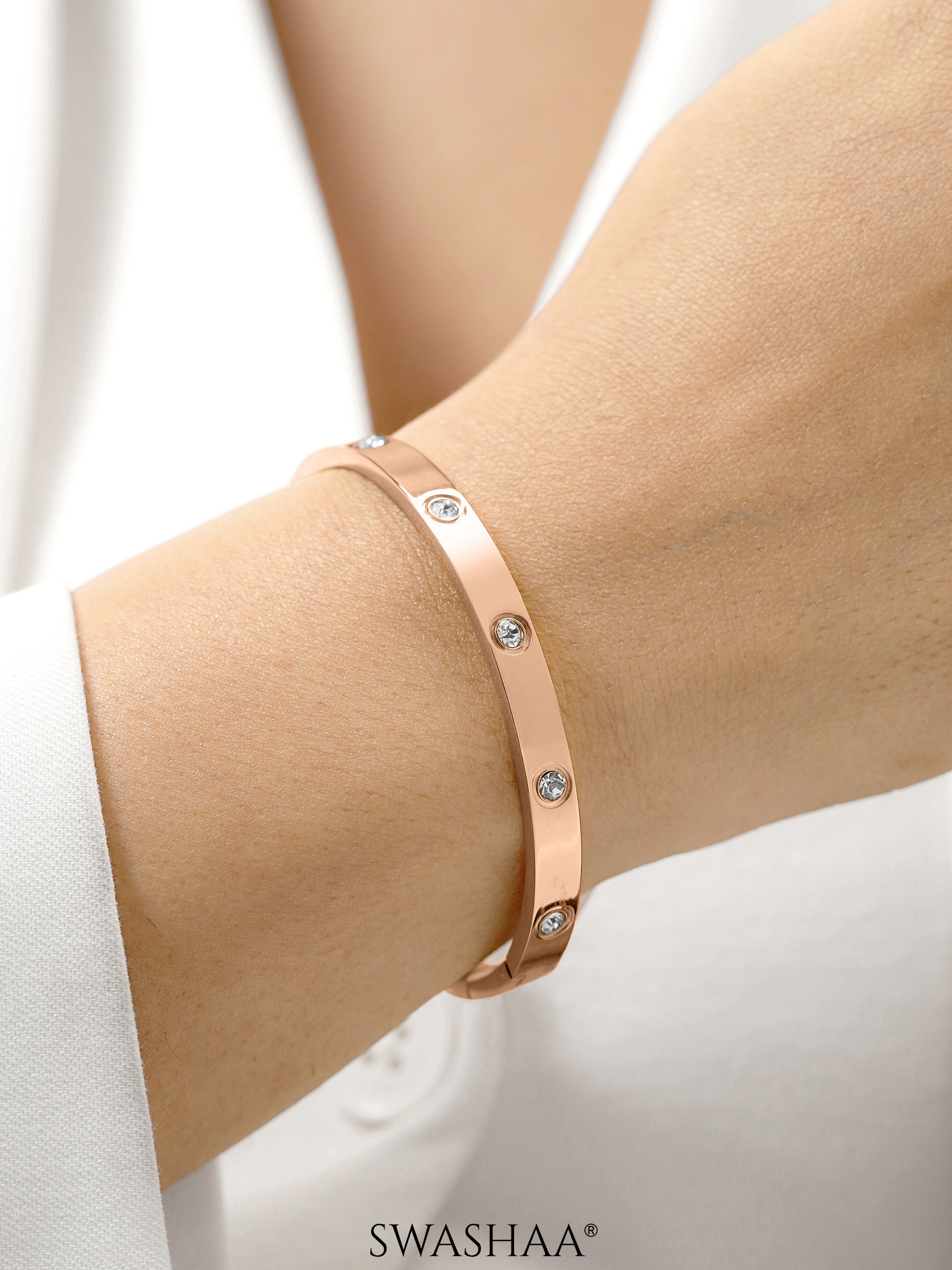 Bree Band Diamond Rosegold Plated Bracelet