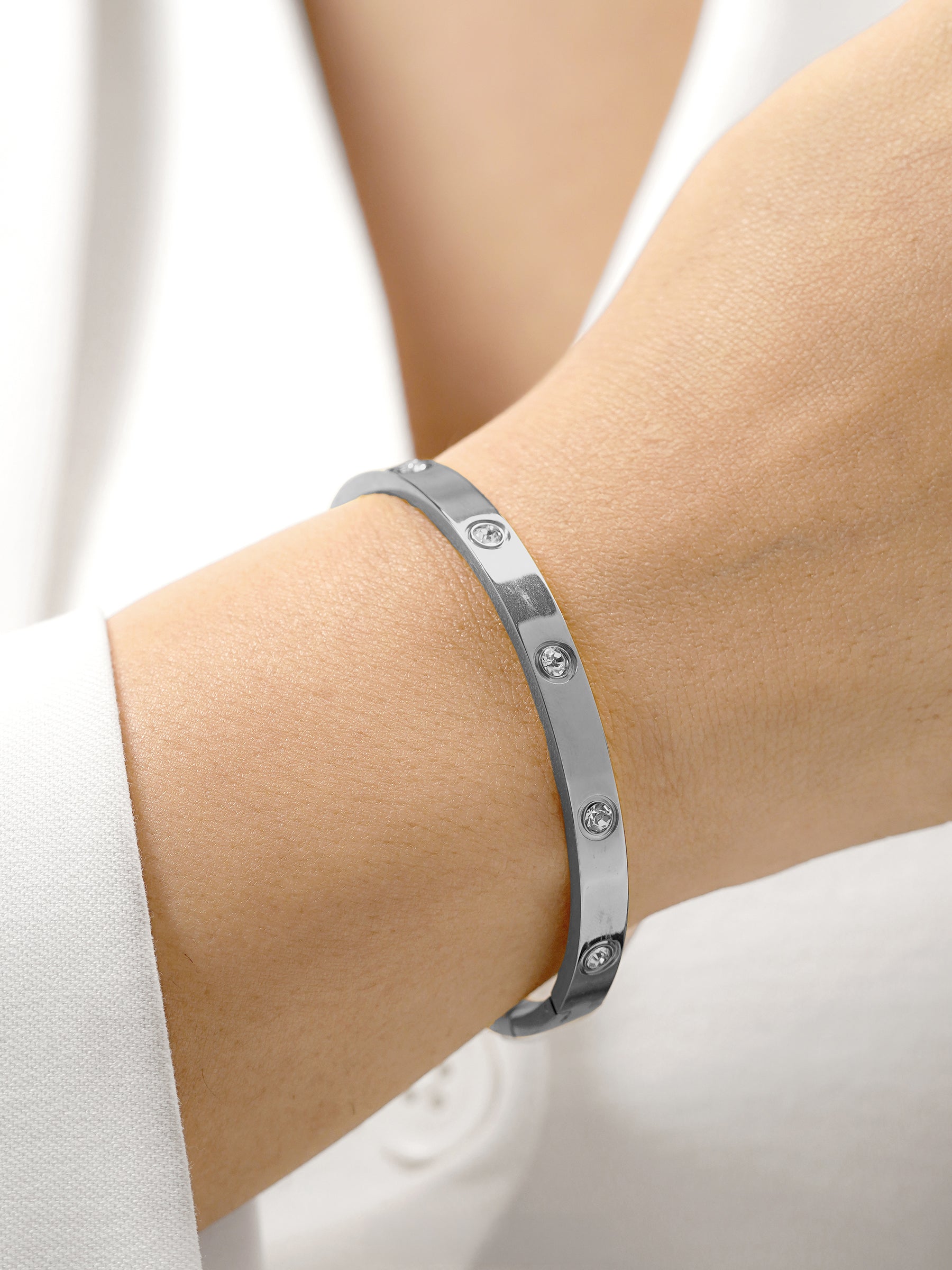Bree Band Diamond Silver Bracelet
