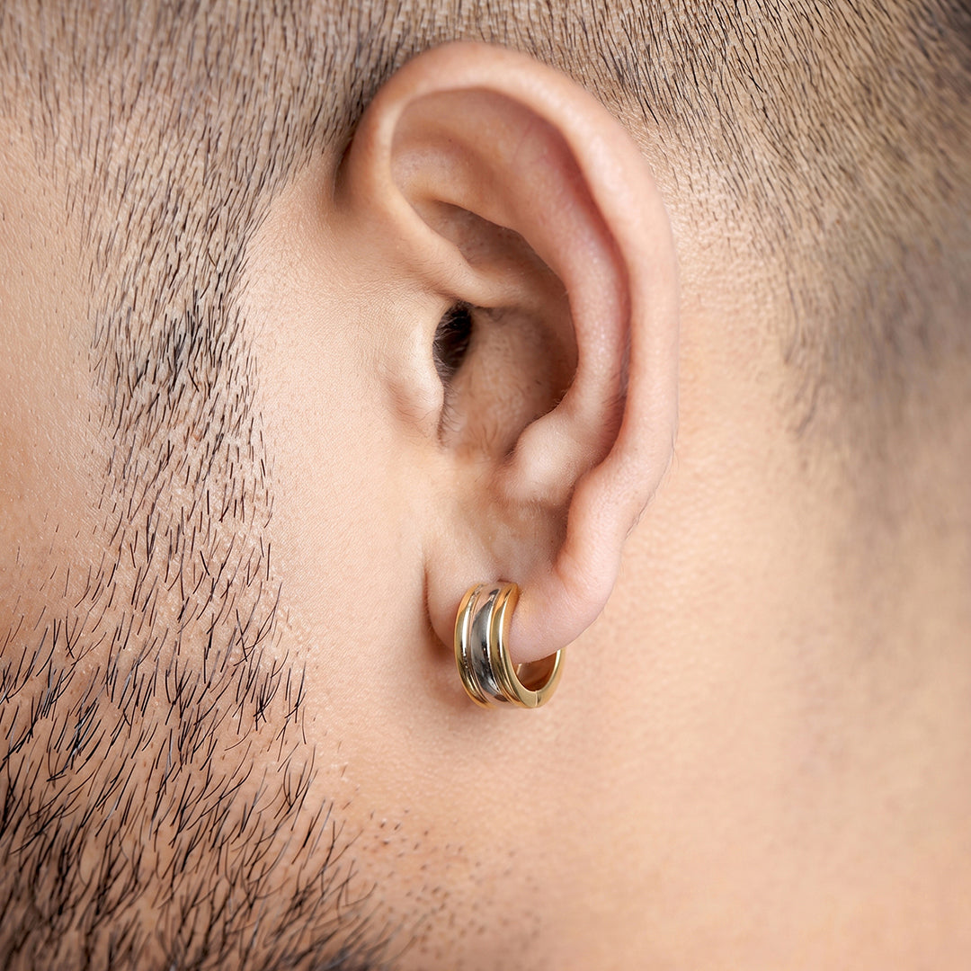 Brennor 18K Gold Plated - Silver Men's Hoop Earrings
