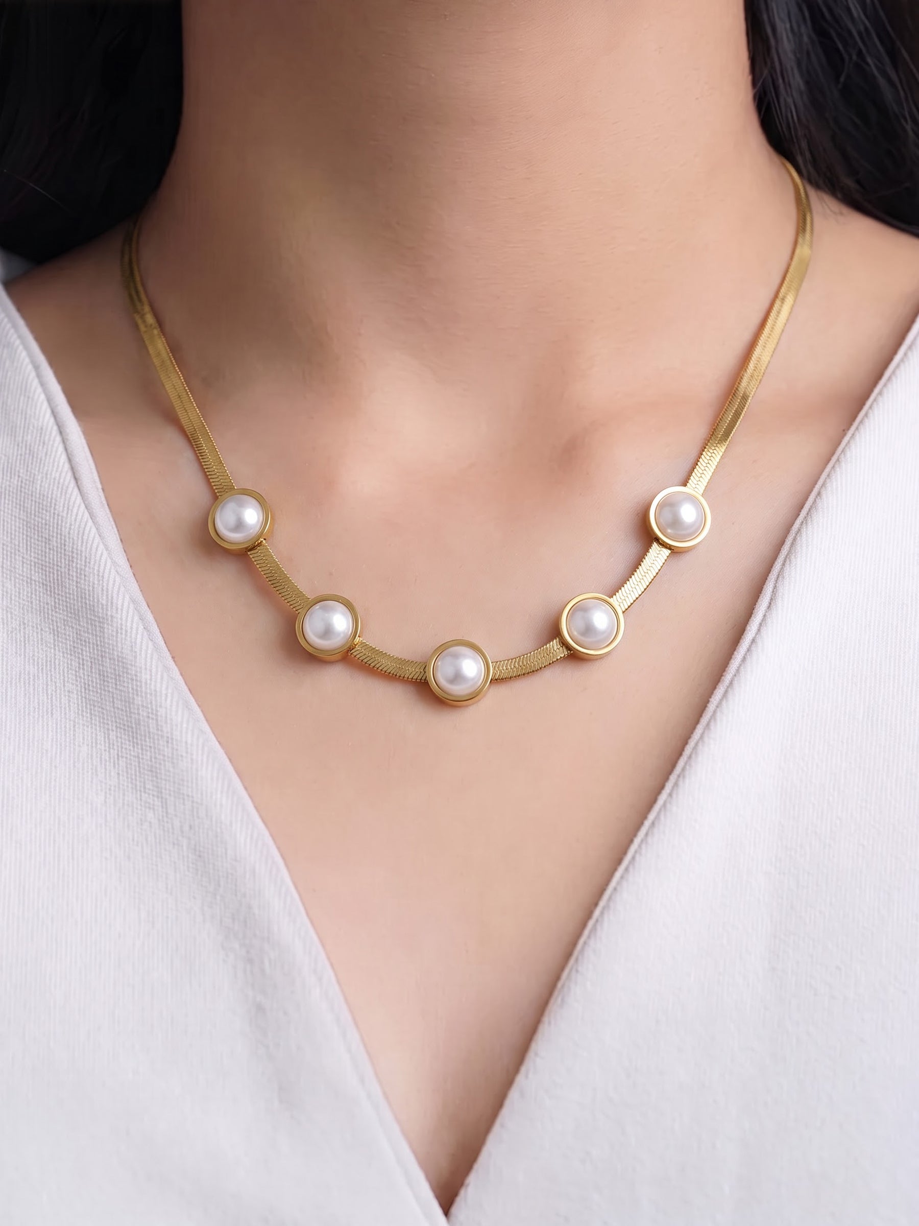Brinova Pearl 18K Gold Plated Women's Chain