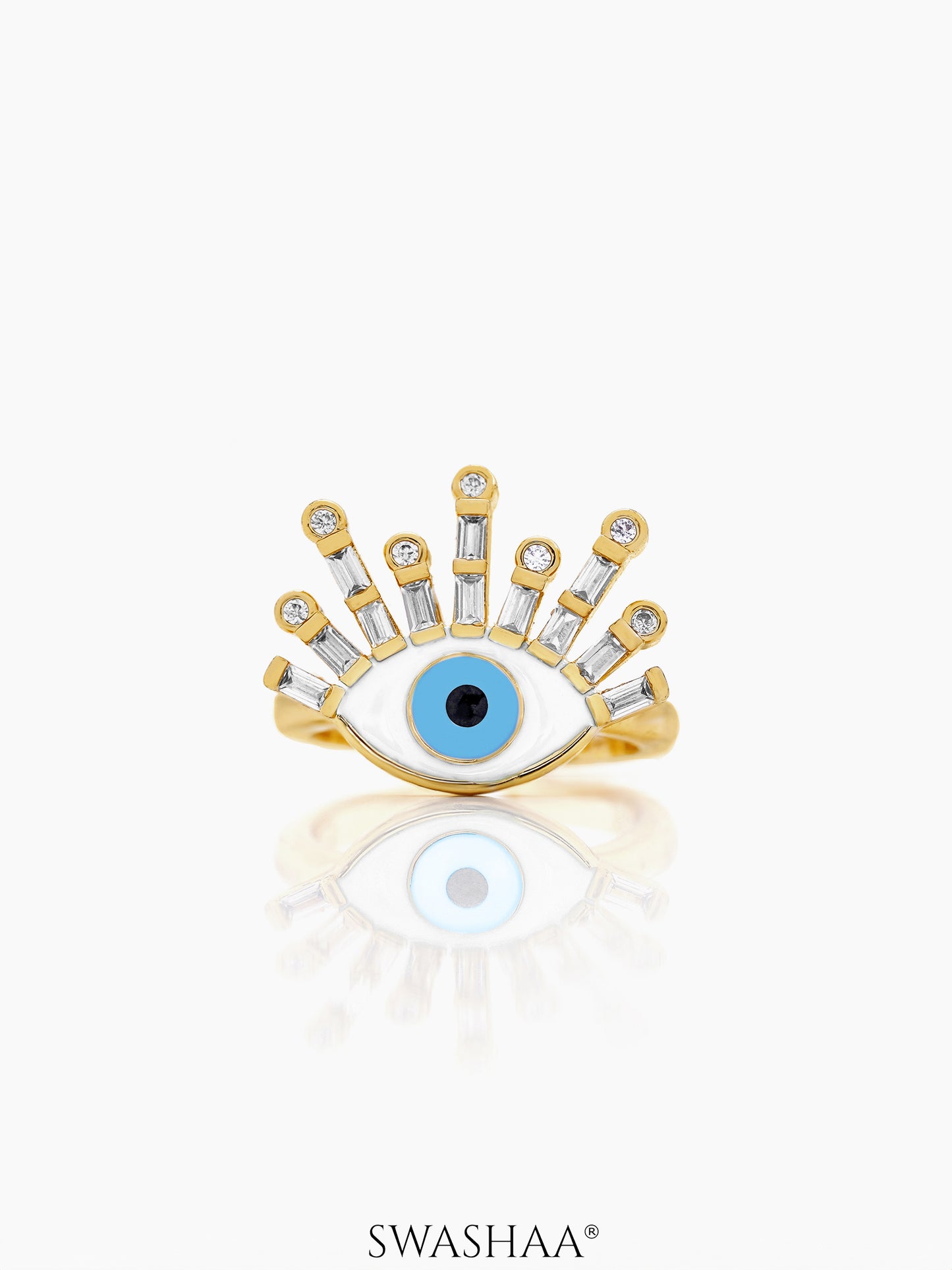 Bruce Evil Eye White 18K Gold Plated Ring
