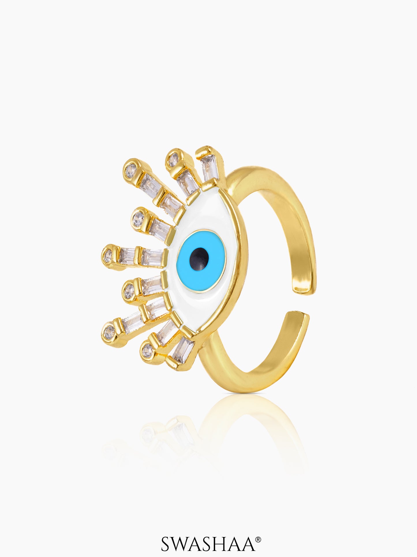 Bruce Evil Eye White 18K Gold Plated Ring