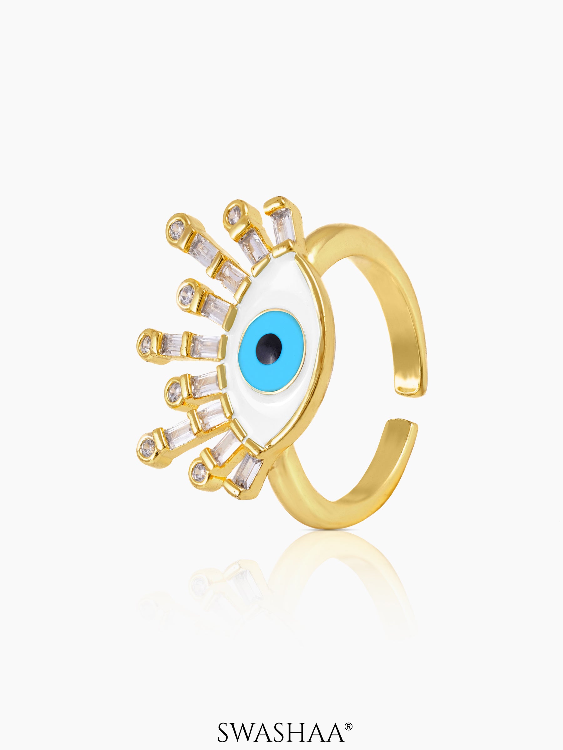Bruce Evil Eye White 18K Gold Plated Ring