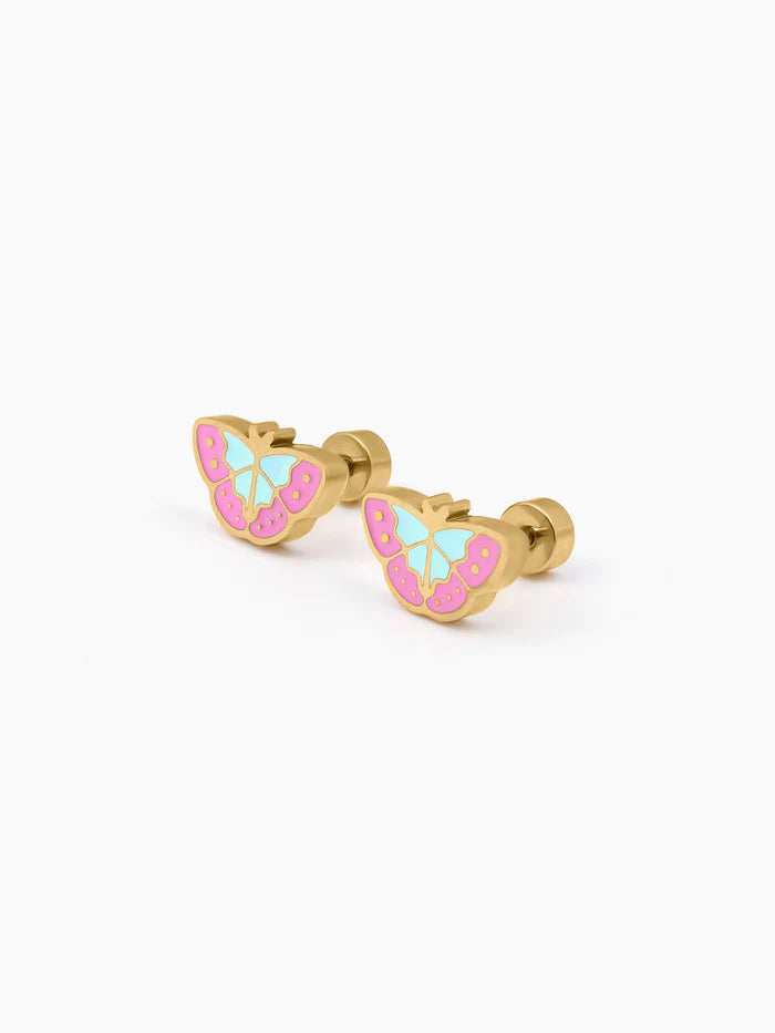Bubbly Butterfly Charm 18K Gold Plated Kid's Stud Earrings