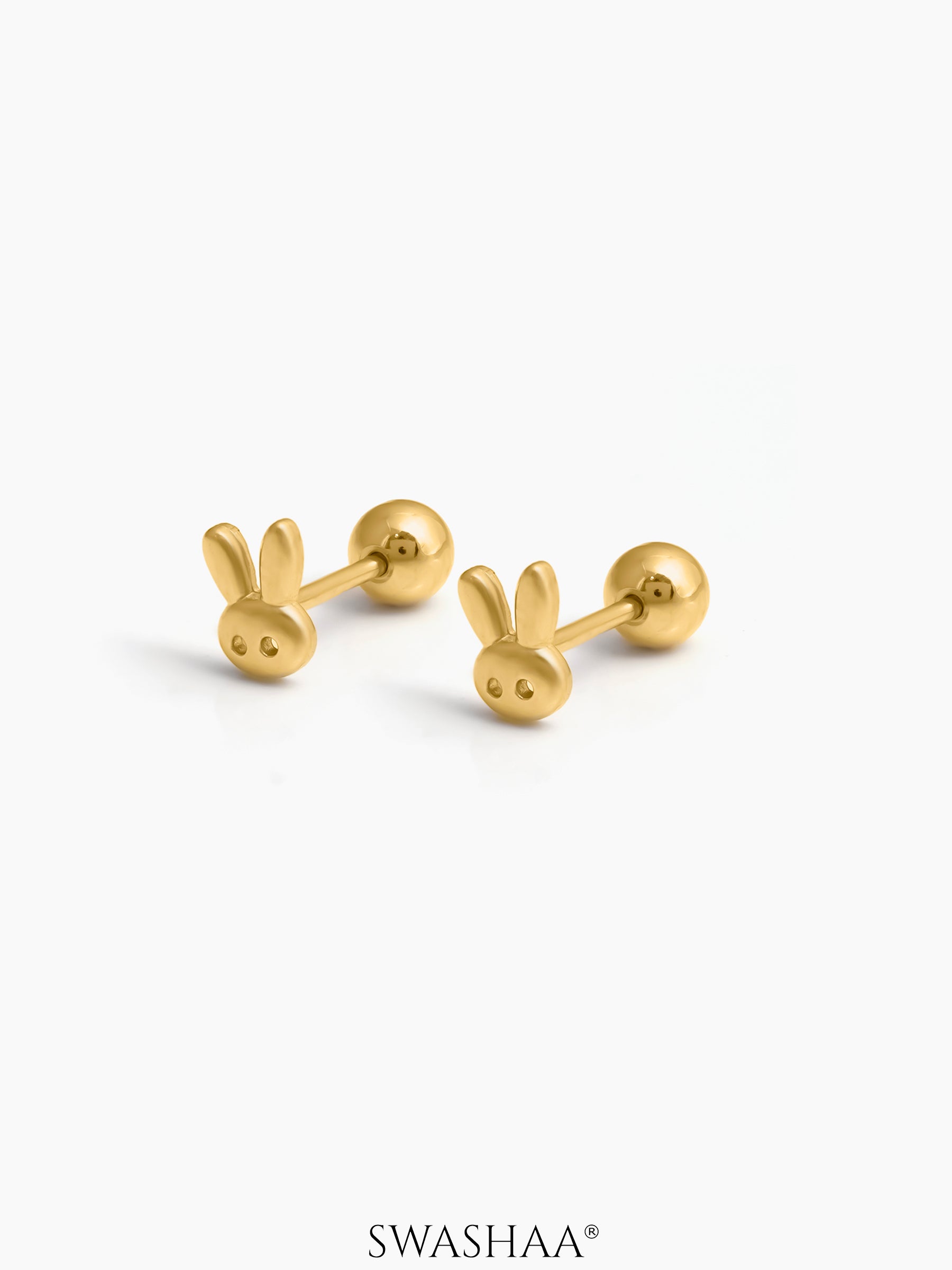 Bun Bun Charm 18K Gold Plated Kid's Stud Earrings