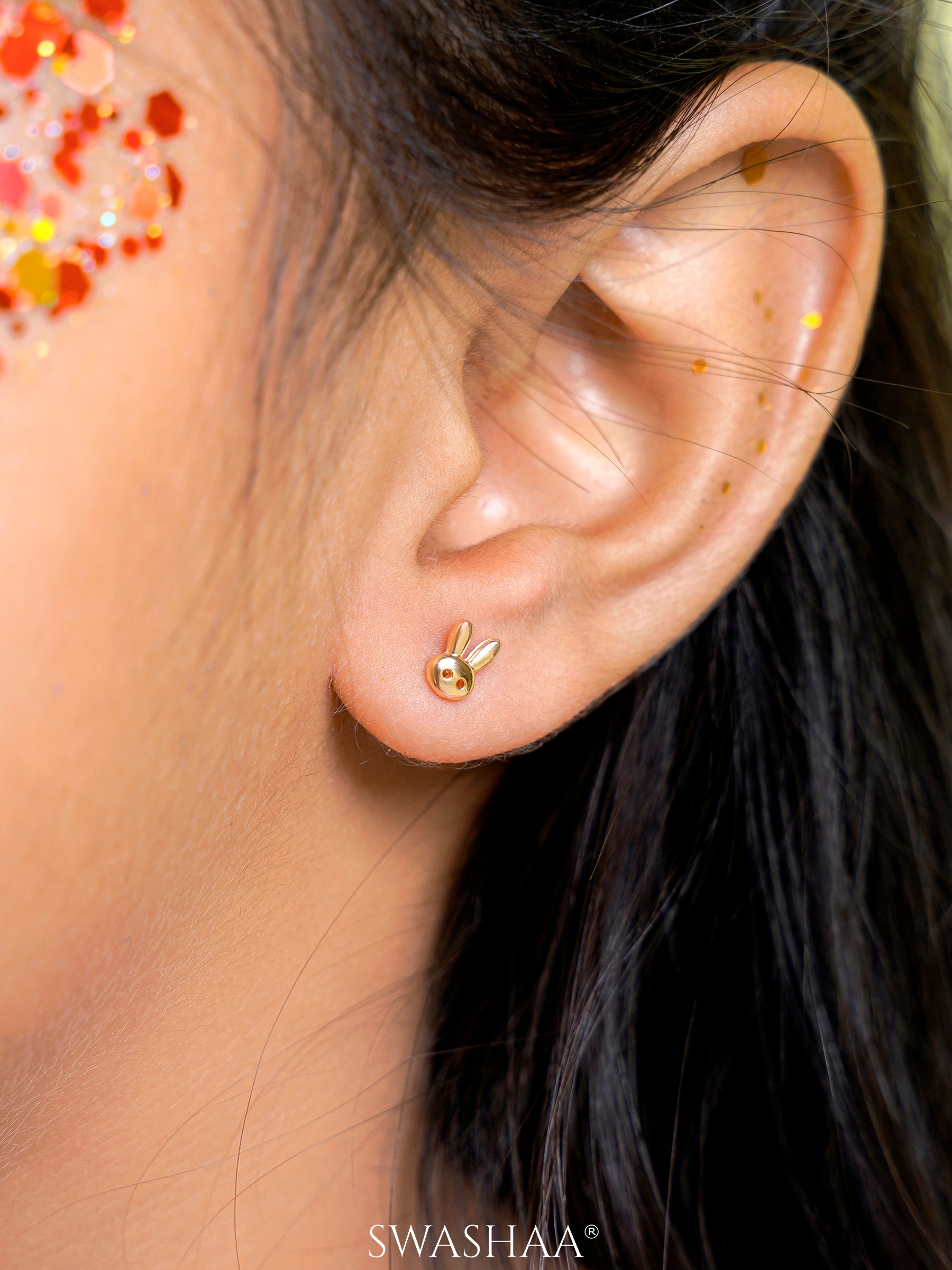 Bun Bun Charm 18K Gold Plated Kid's Stud Earrings