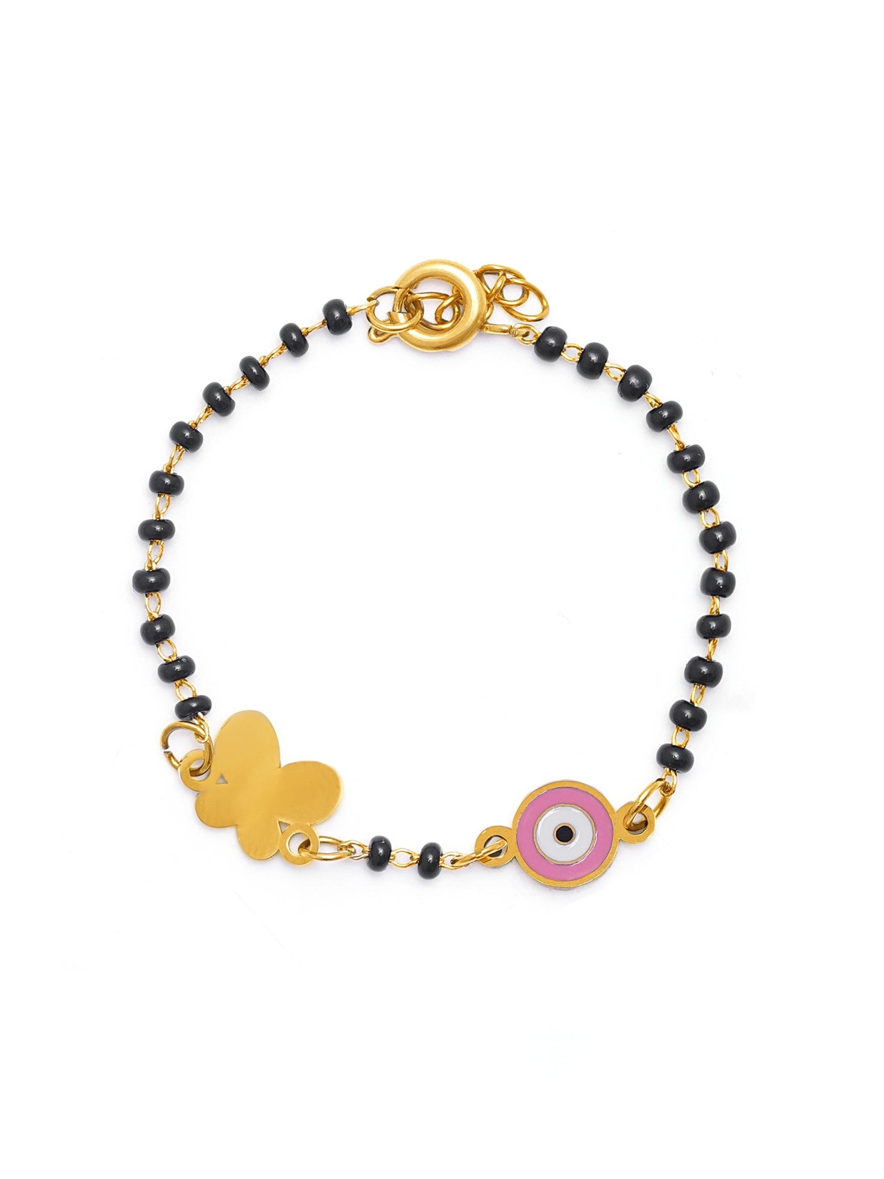 Butterfly Shield Charms 18K Gold Plated Kid's Nazariya Loose Bracelet