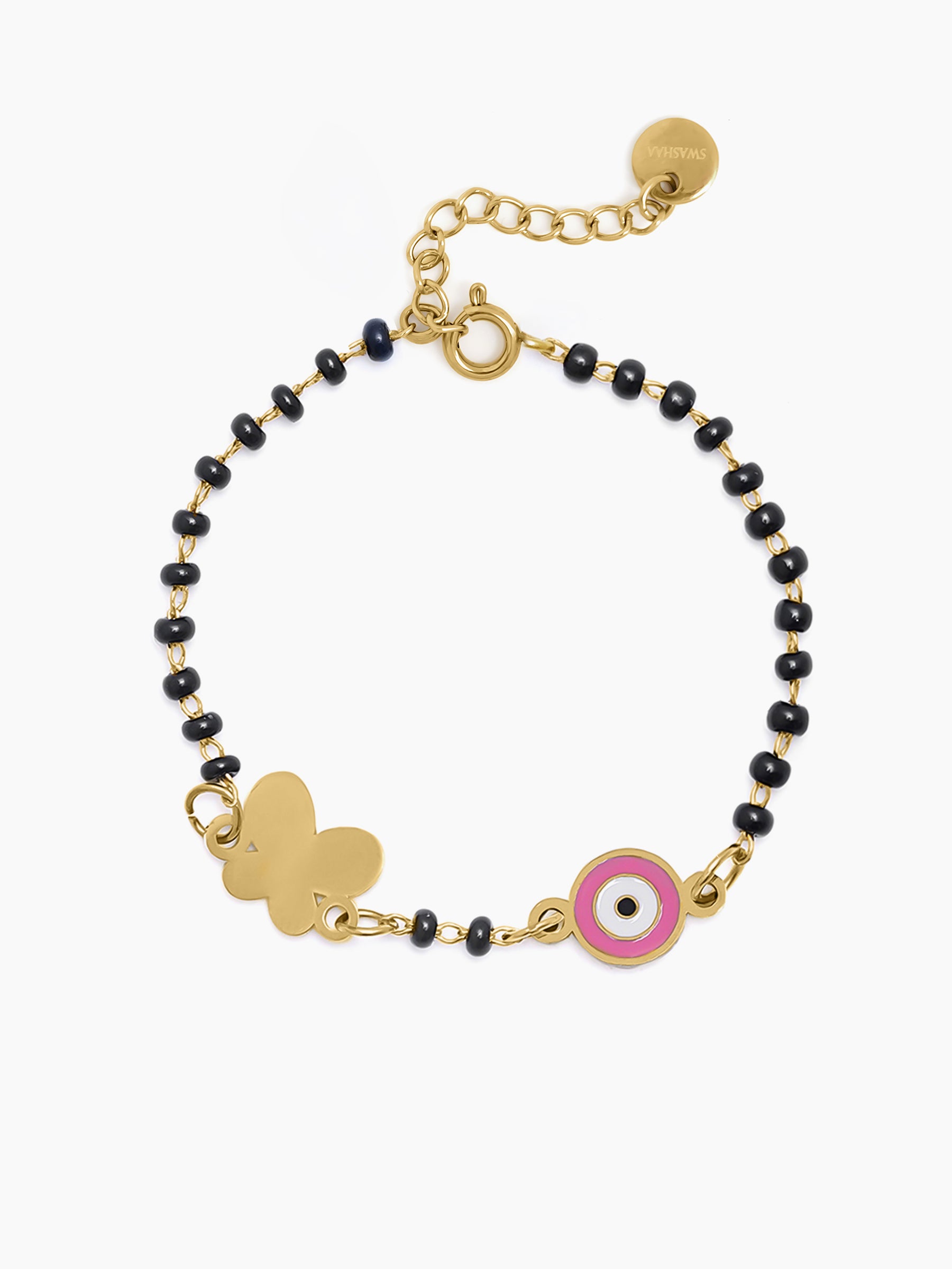 Butterfly Shield Charms 18K Gold Plated Kid's Nazariya Loose Bracelet
