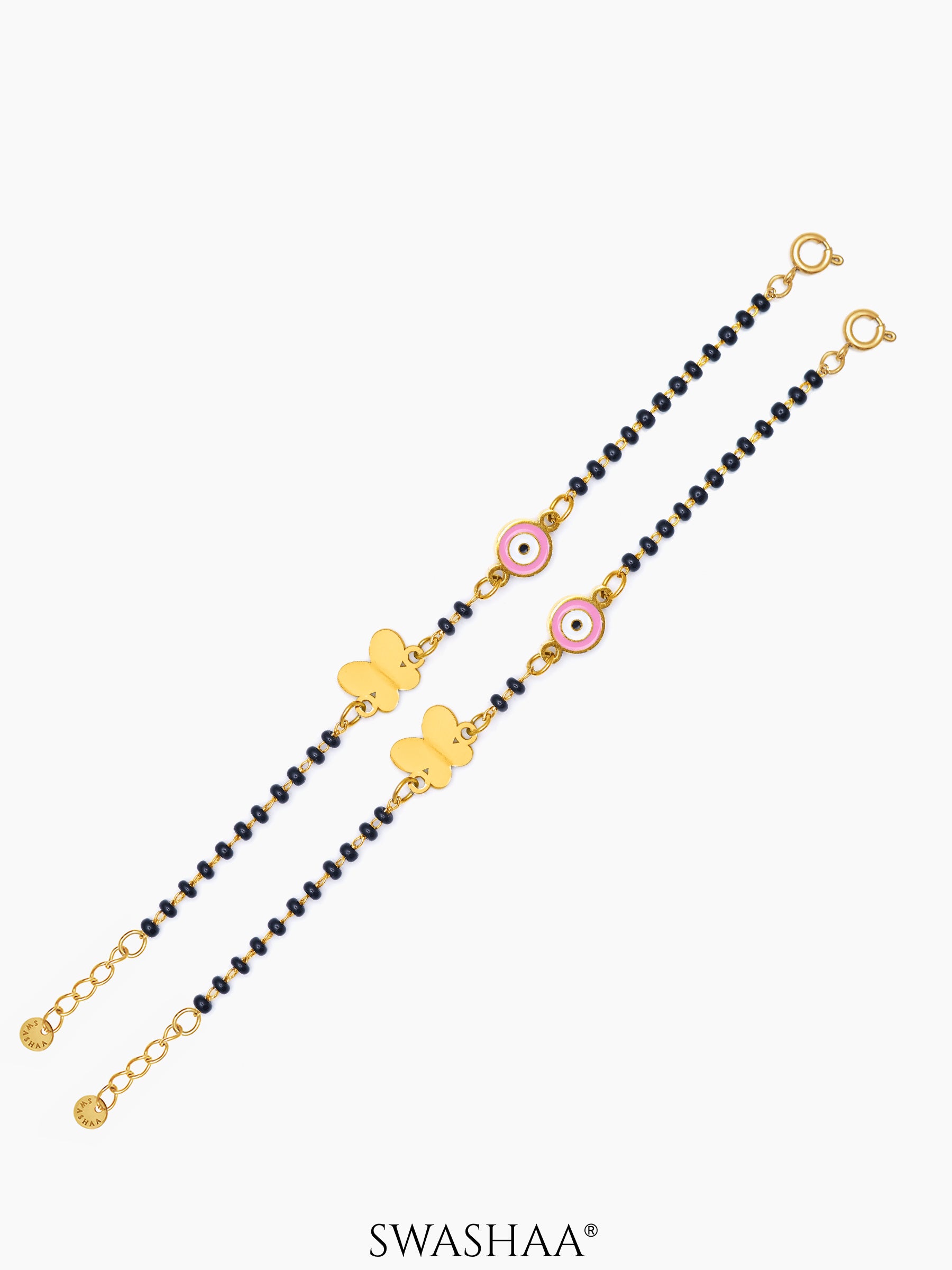Butterfly Shield Charms 18K Gold Plated Kid's Nazariya Loose Bracelet