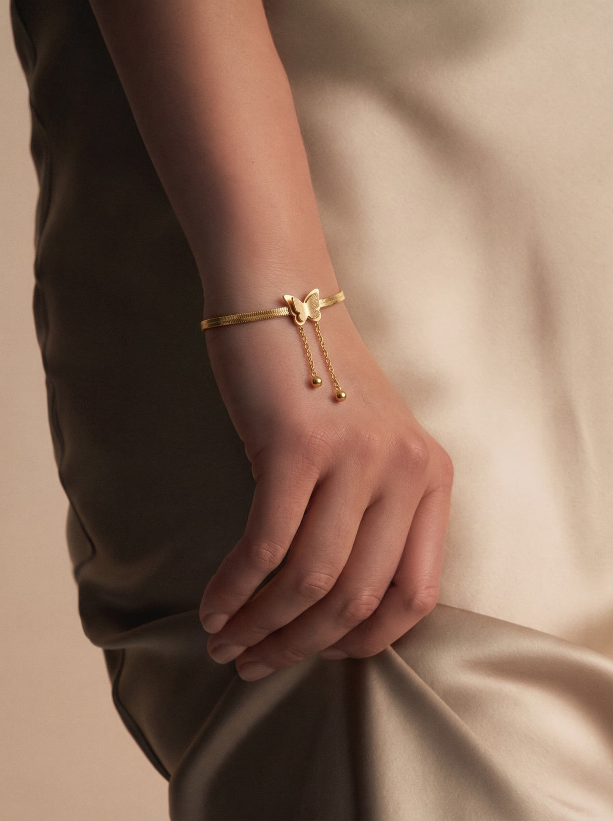 Butterfly Snake Charm 18K Gold Plated Loose Chain Bracelet