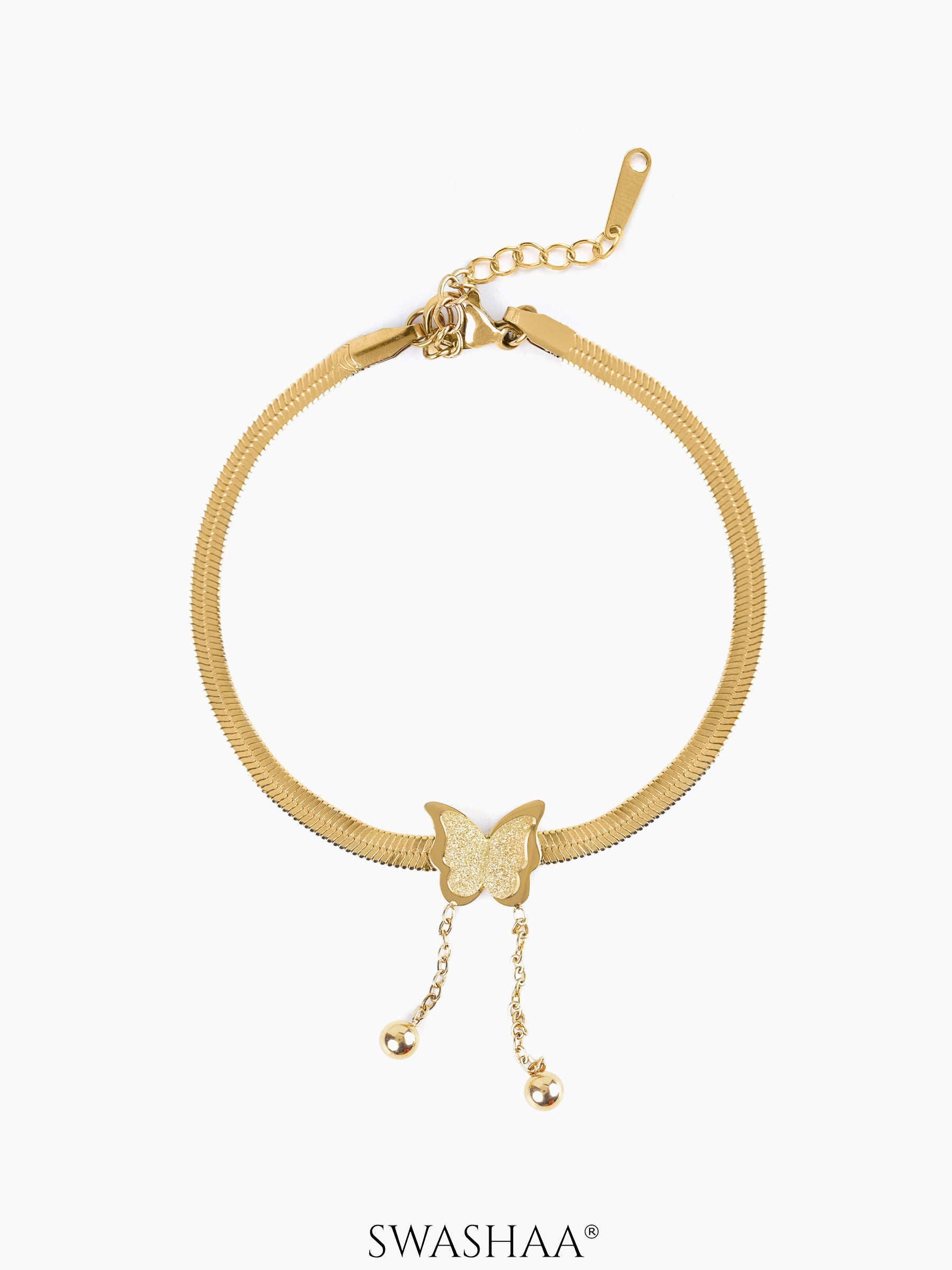 Butterfly Snake Charm 18K Gold Plated Loose Chain Bracelet