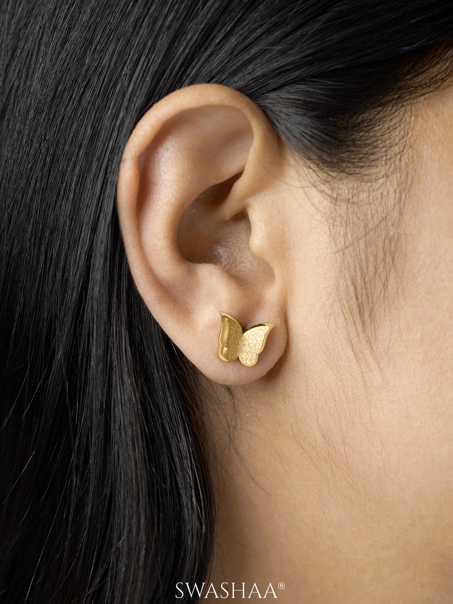 Butterfly 18K Gold Plated Women's Stud Earrings