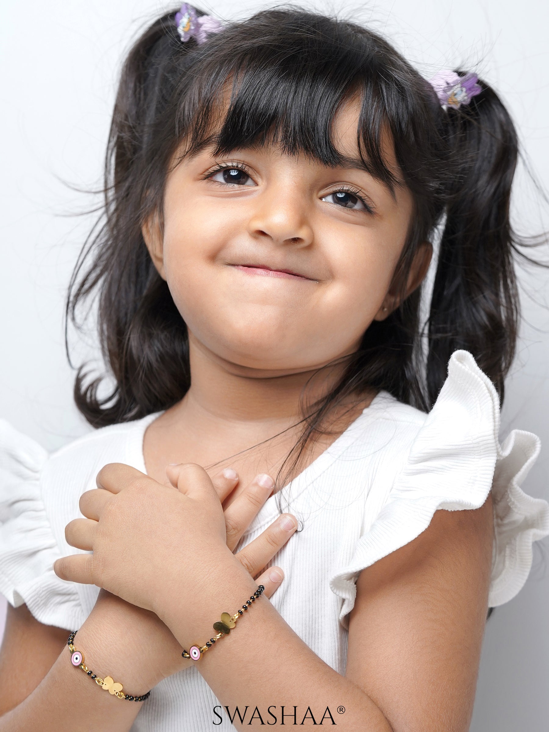 Butterfly Shield Charms 18K Gold Plated Kid's Nazariya Loose Bracelet