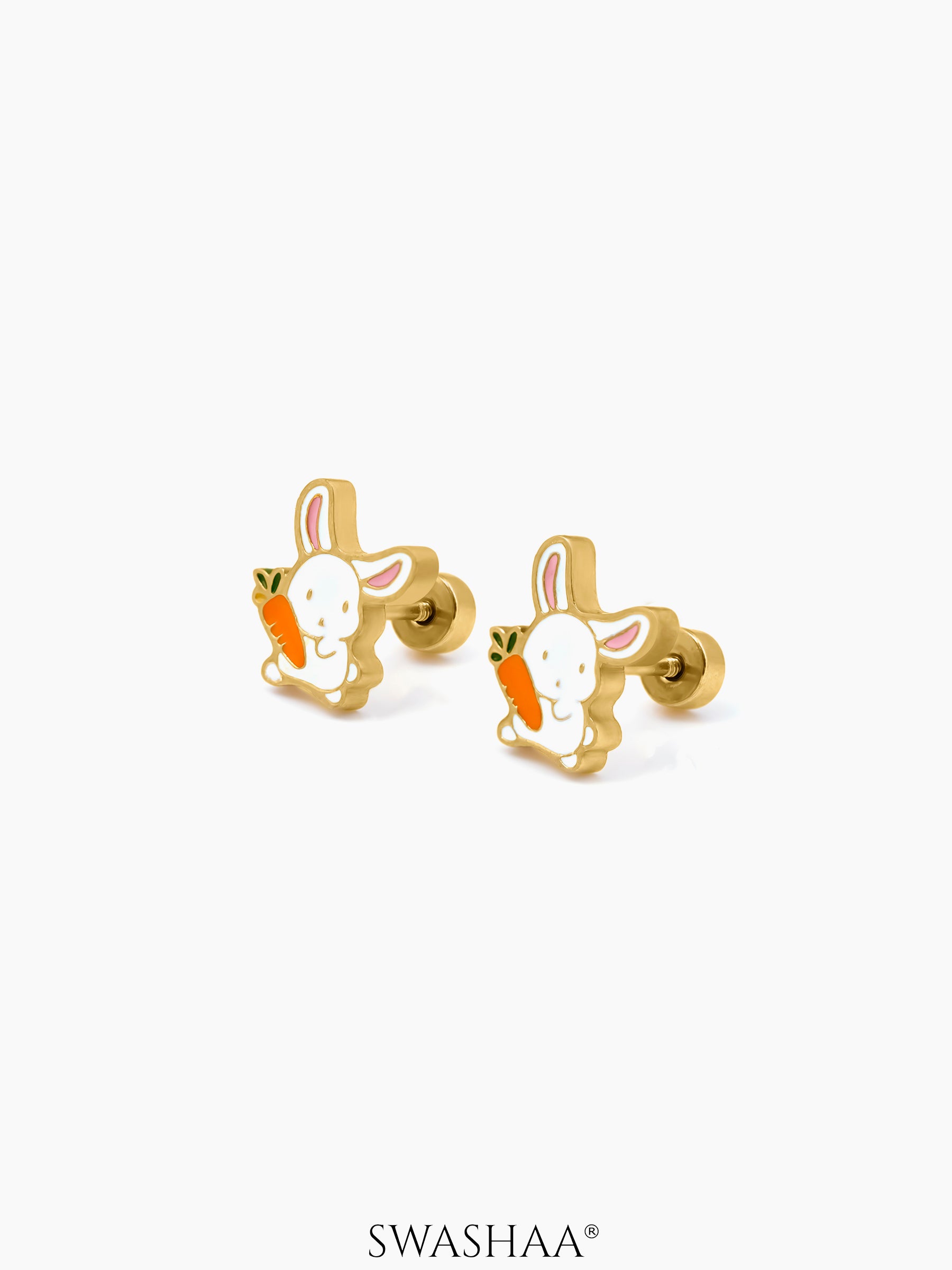 Cinna-Bun Charm 18K Gold Plated Kid's Stud Earrings