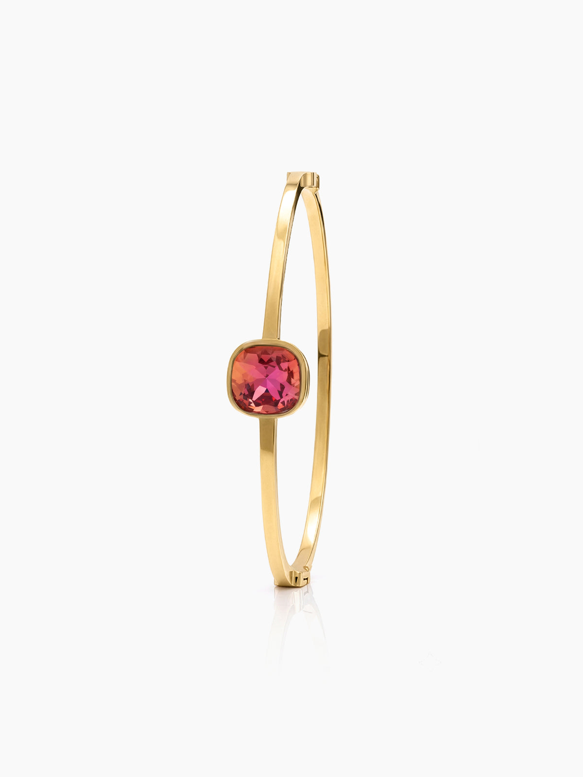 Caesar Pink Solitaire 18K Gold Plated Women's Solid Band Bracelets