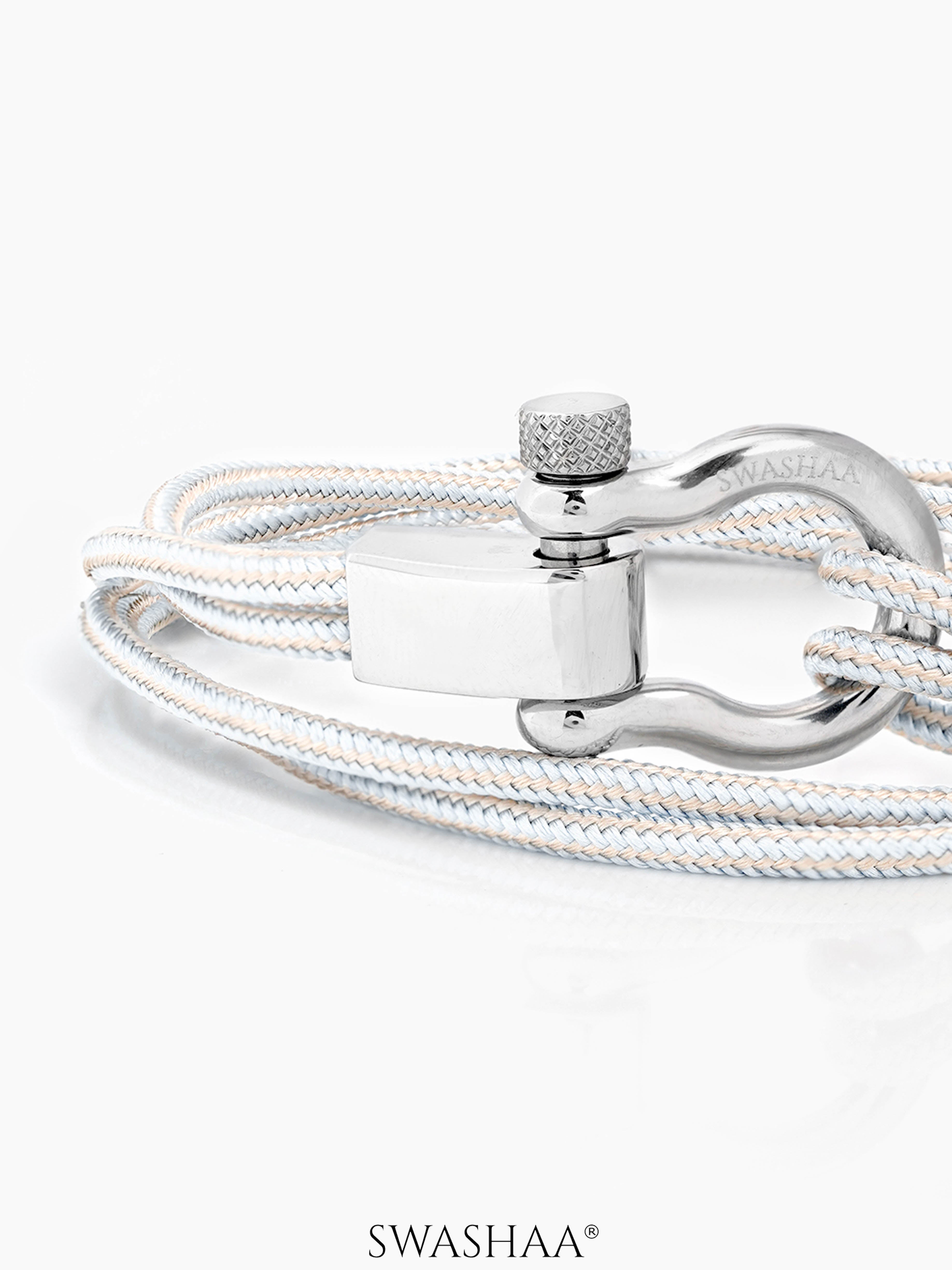 Caius Multi-Wrap Silver Men's Rope Bracelet