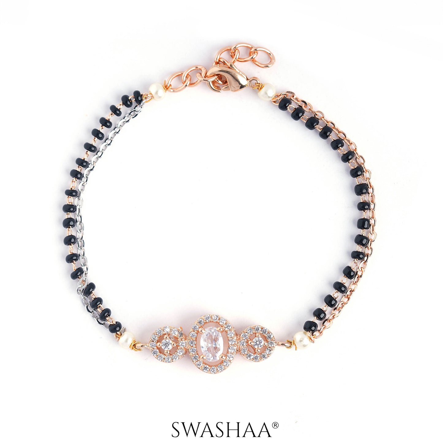 Cali Solitaire Rosegold Plated Mangalsutra Bracelet