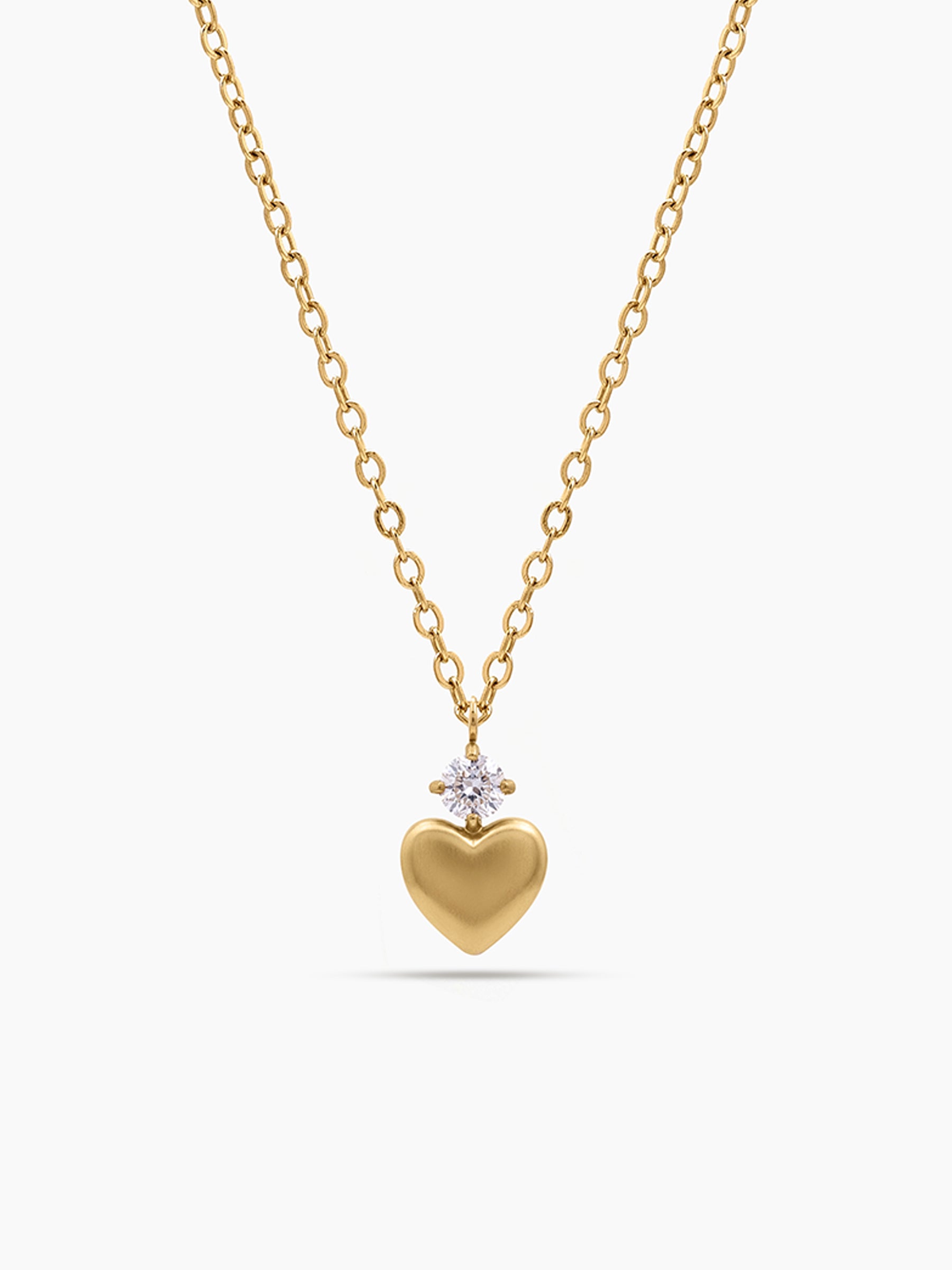 Calira Heart Charm Solitaire 18K Gold Plated Women's Chain Pendant Necklace