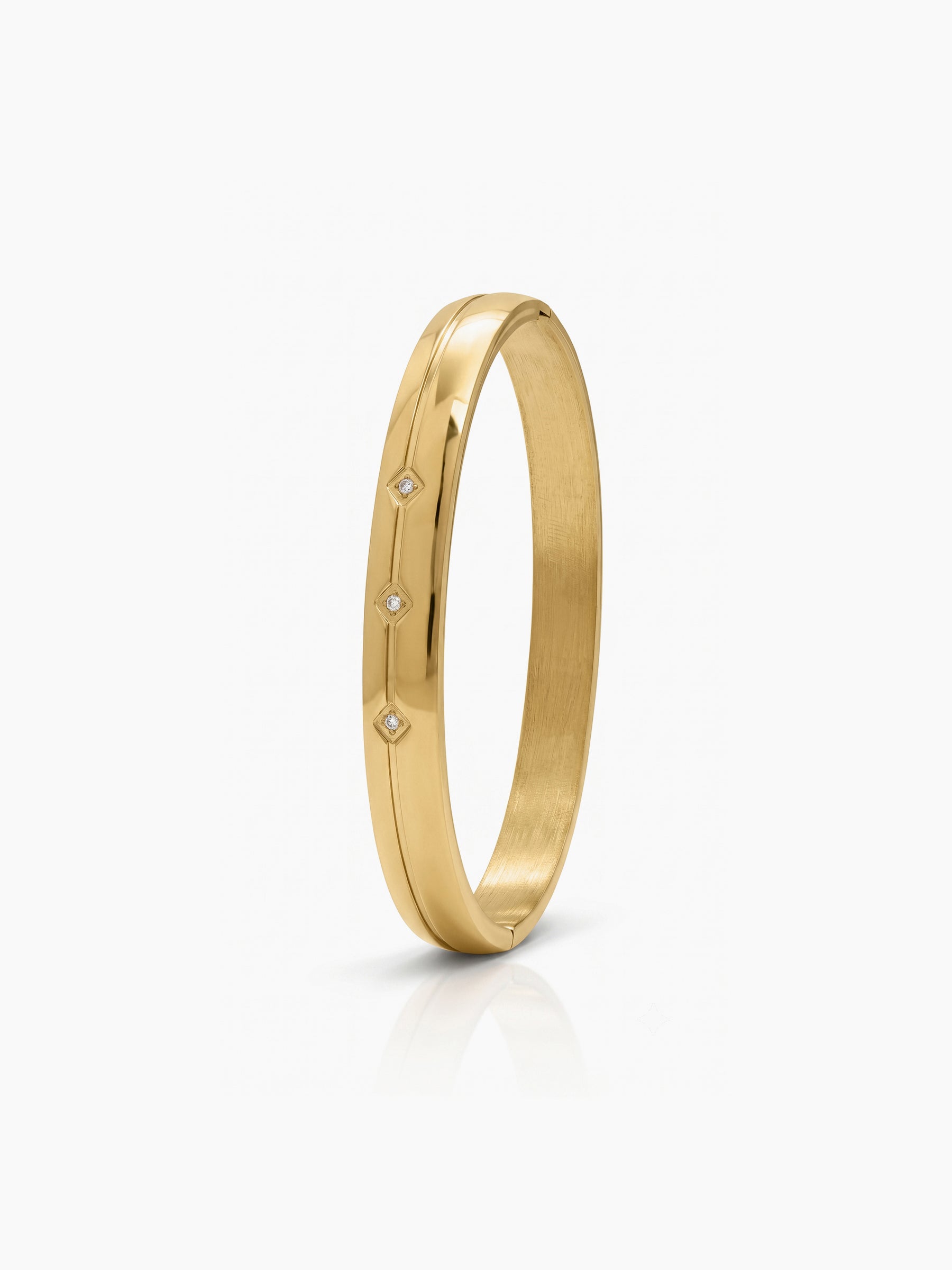 Calmira Diamond Textured 18K Gold Plated Women's Solid Band Bracelets