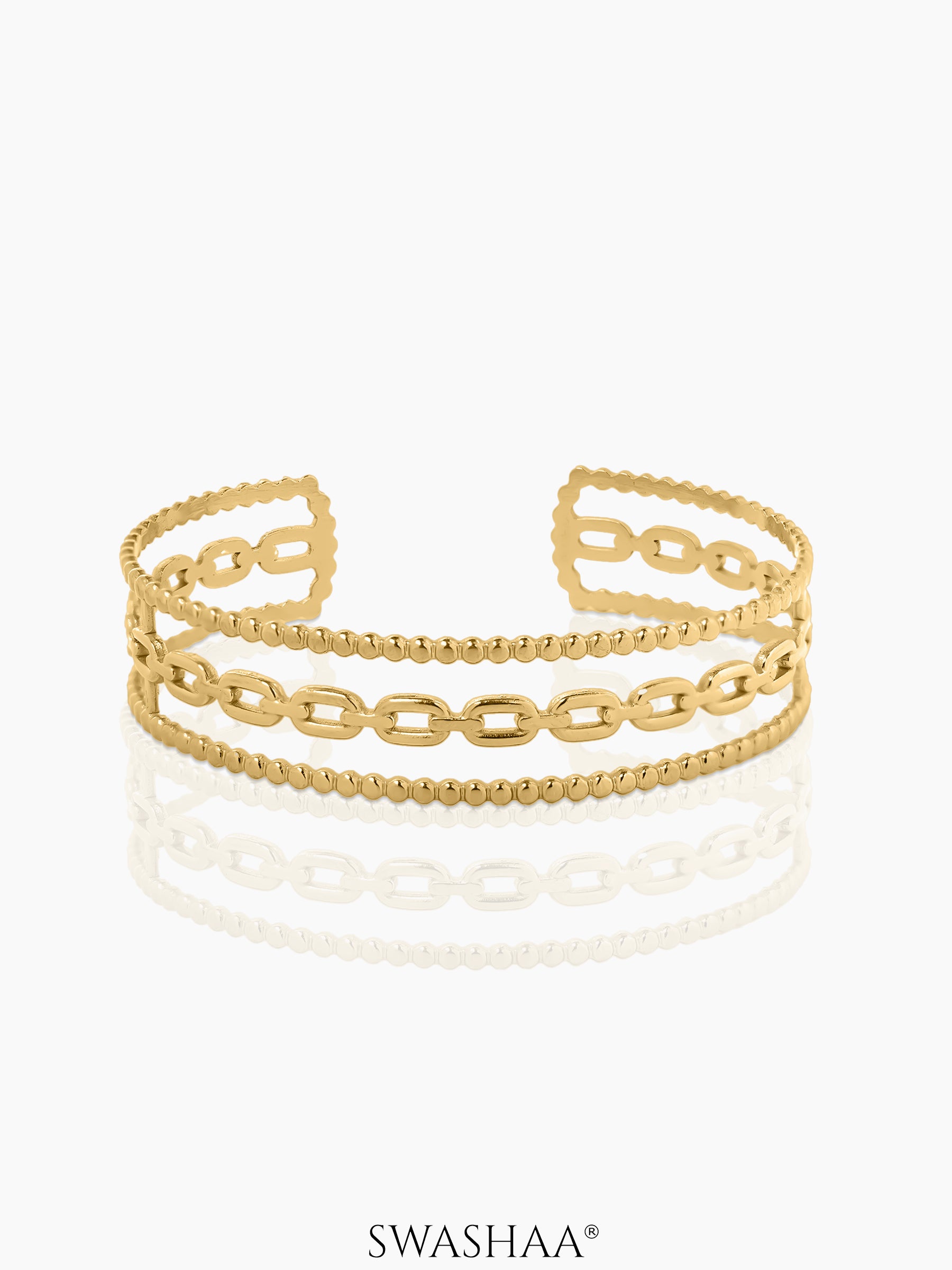 Cambria Double Twist Wide 18K Gold Plated Cuff Bracelet