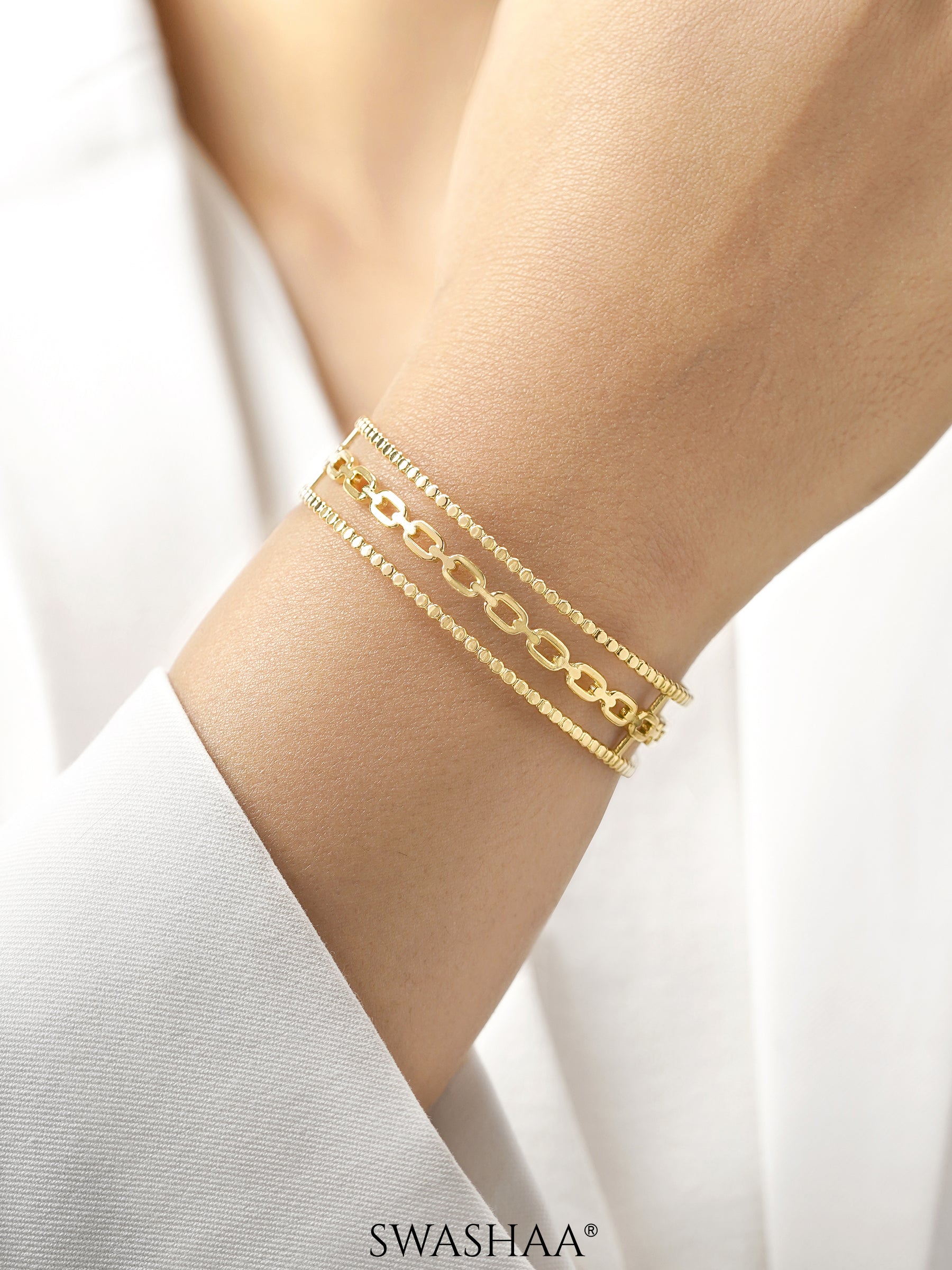 Cambria Double Twist Wide 18K Gold Plated Cuff Bracelet