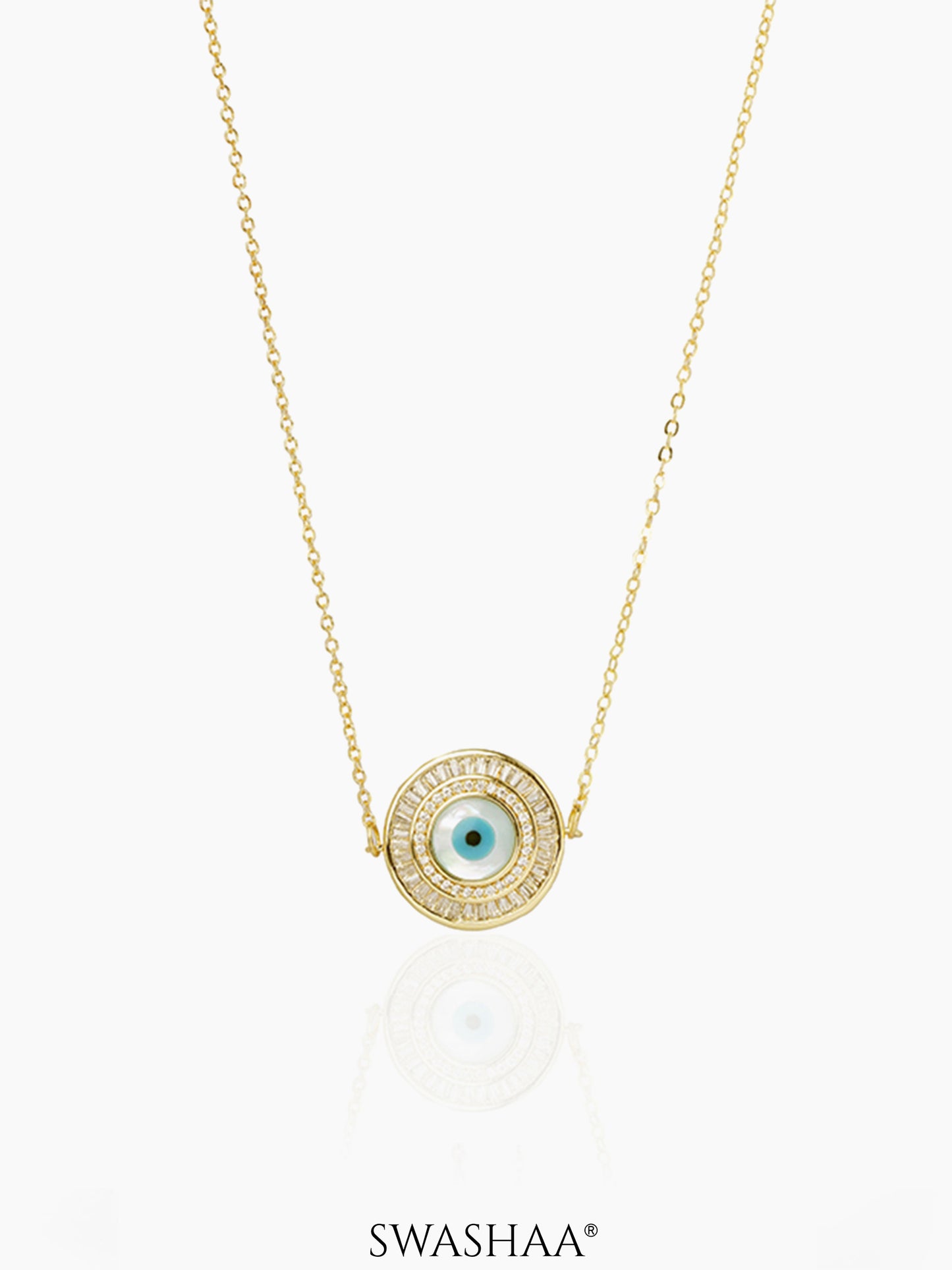 Camilla Diamond Evil Eye 18K Gold Plated Chain Pendant Necklace
