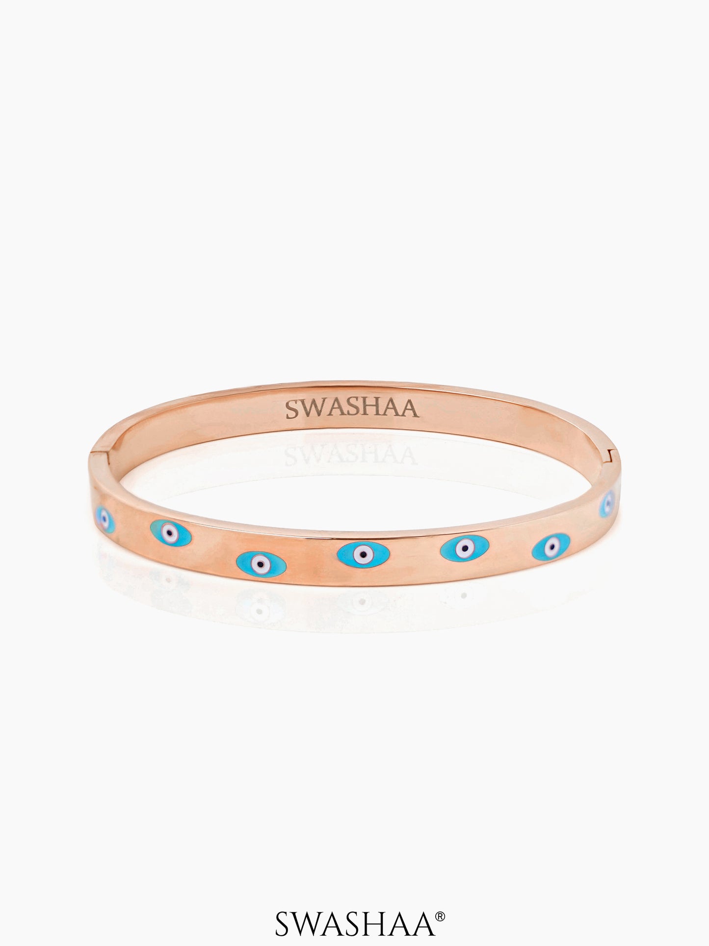Cara Blue Evil Eye Rosegold Plated Band Bracelet