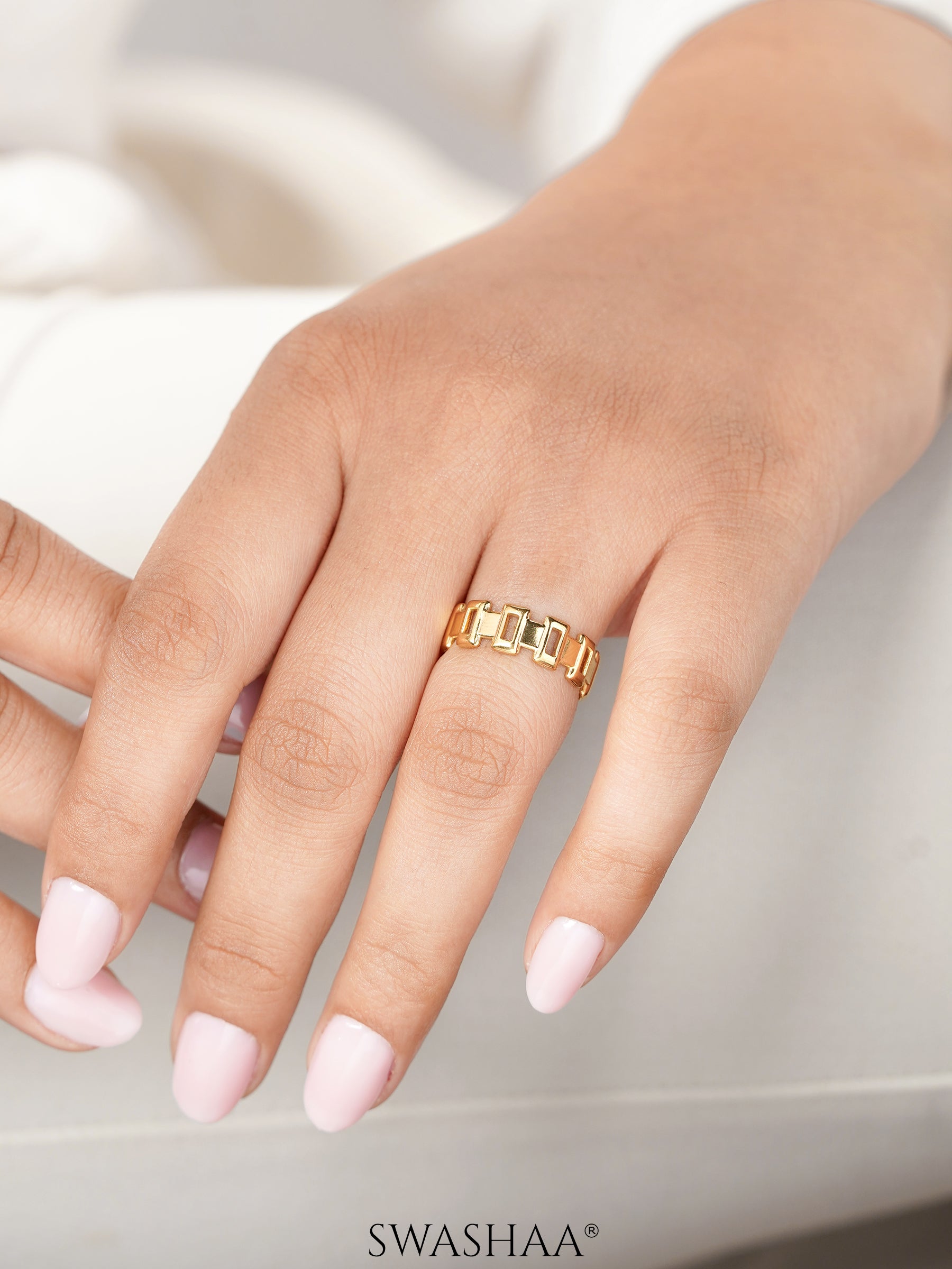 Carlotta Edgy Silhouette 18K Gold Plated Ring