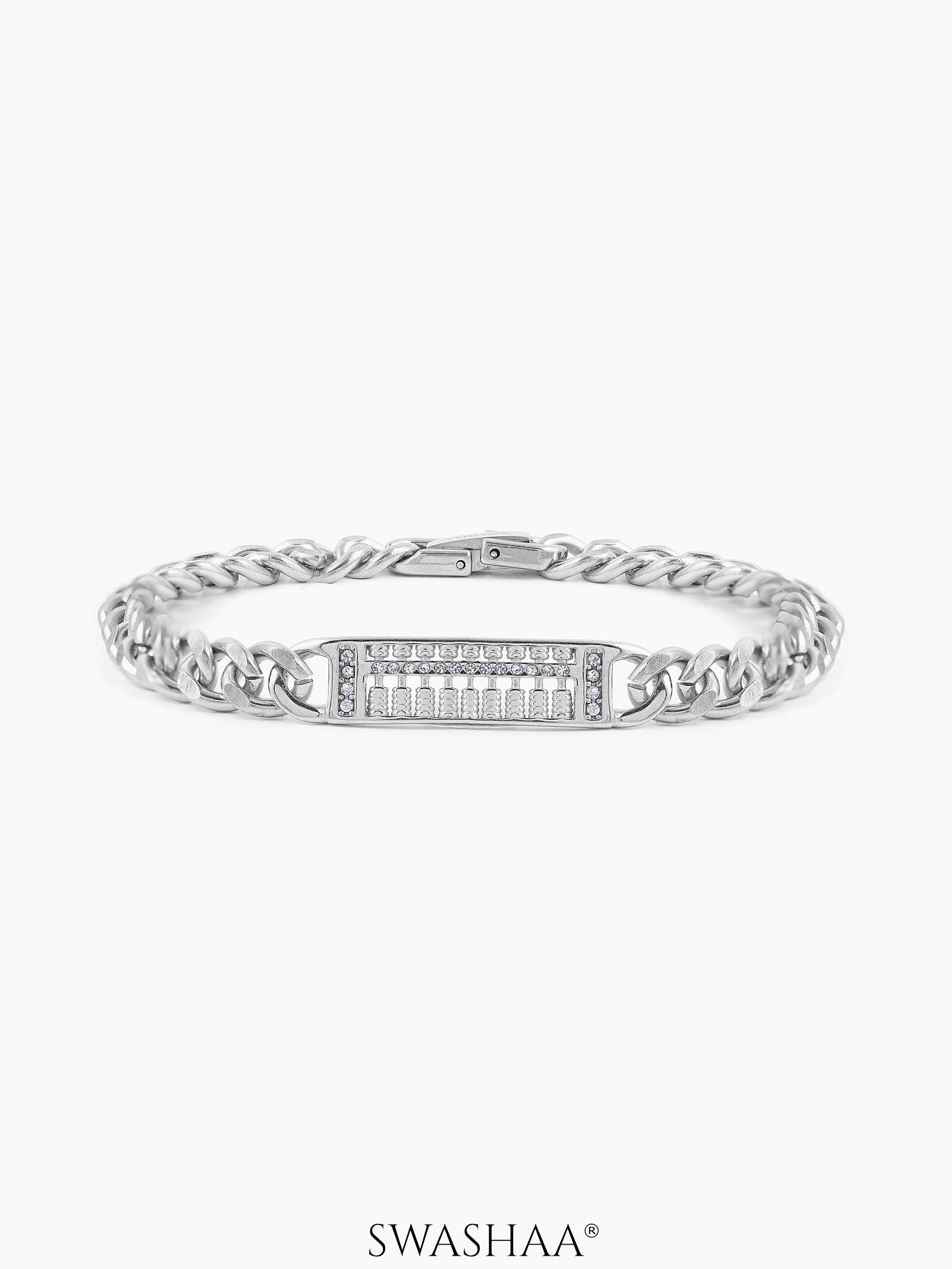 Carmen Cuban Link Diamond Silver Men's Bracelet