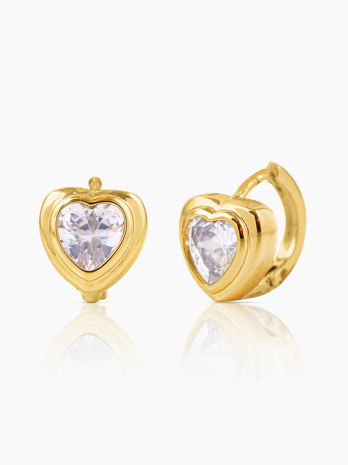 Cassius Heart Shaped Solitaire18K Gold Plated Hoop Earrings
