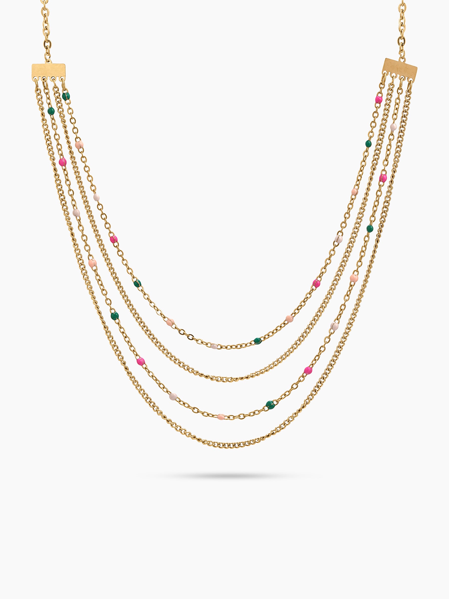 Catrin Multicolourd Layered 18K Gold Plated Women's Chain