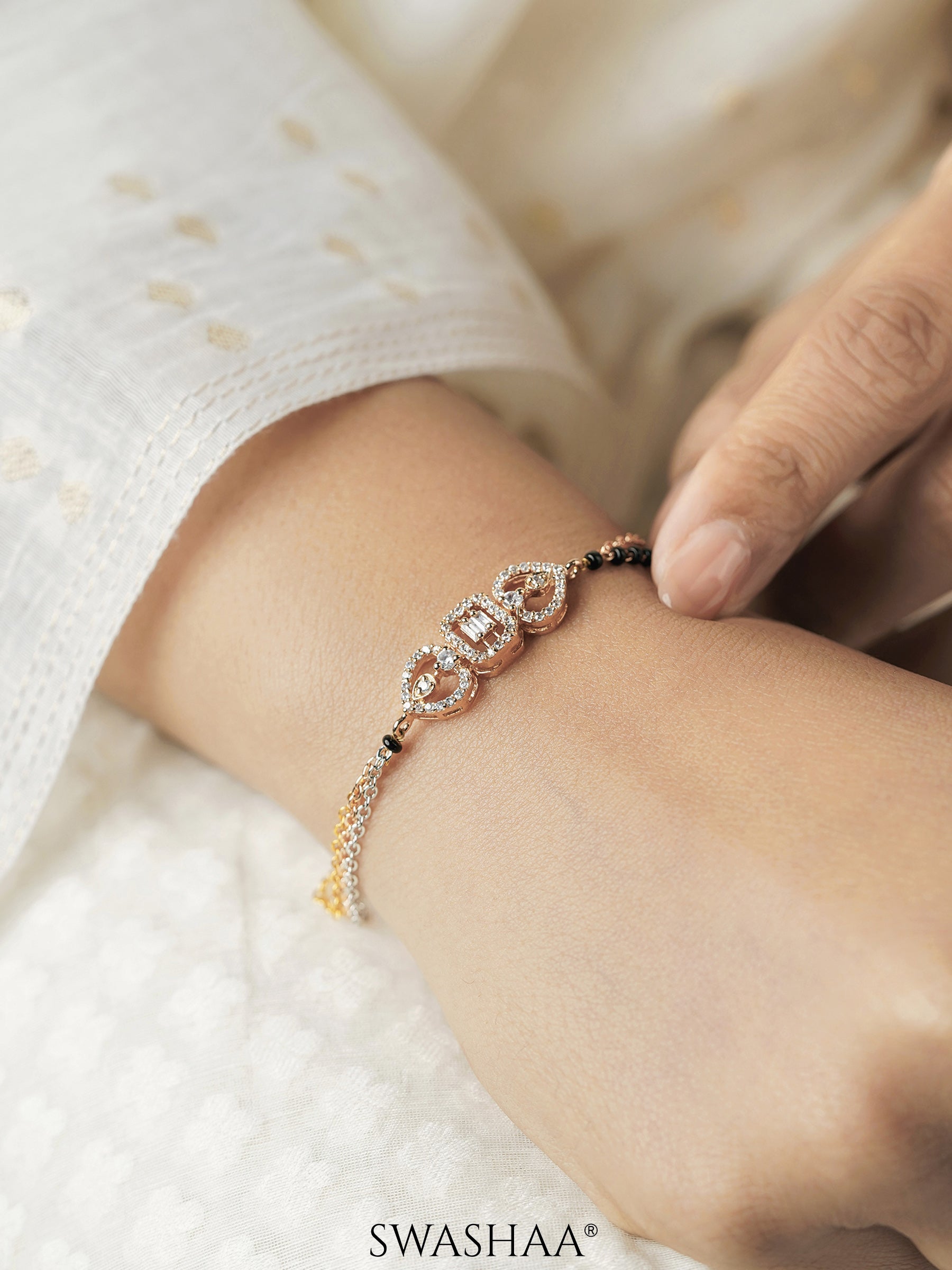 Celeste Rosegold Plated Mangalsutra Bracelet