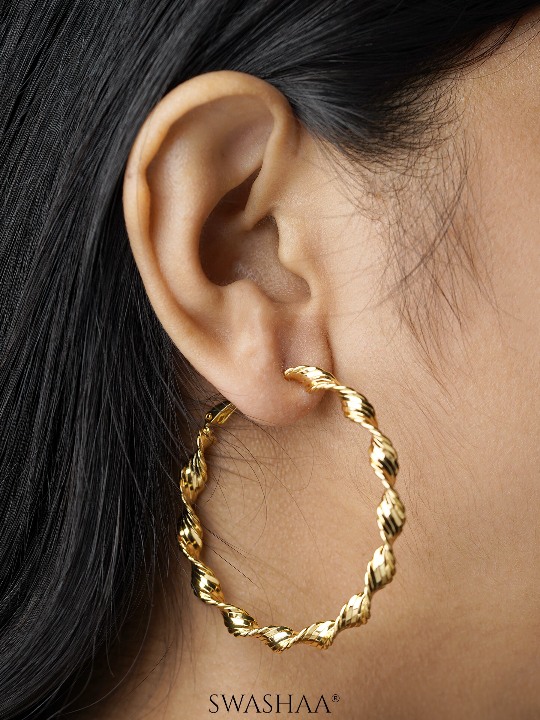Charlotte Twisted Rope 18K Gold Plated Hoop Earrings